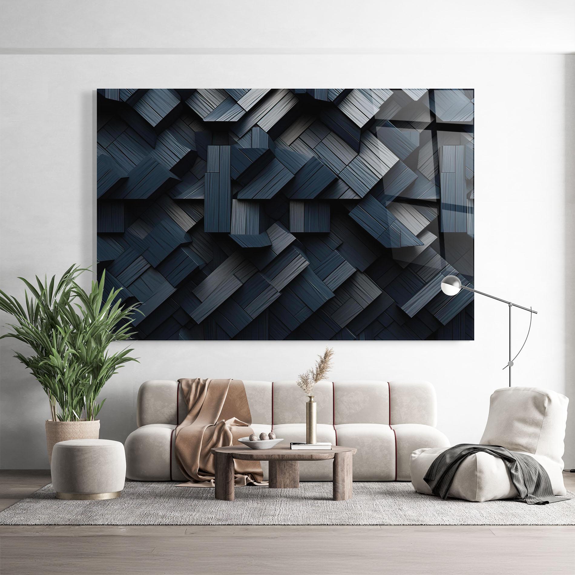 Tablou Sticla Dark Blue Wall mockup 9