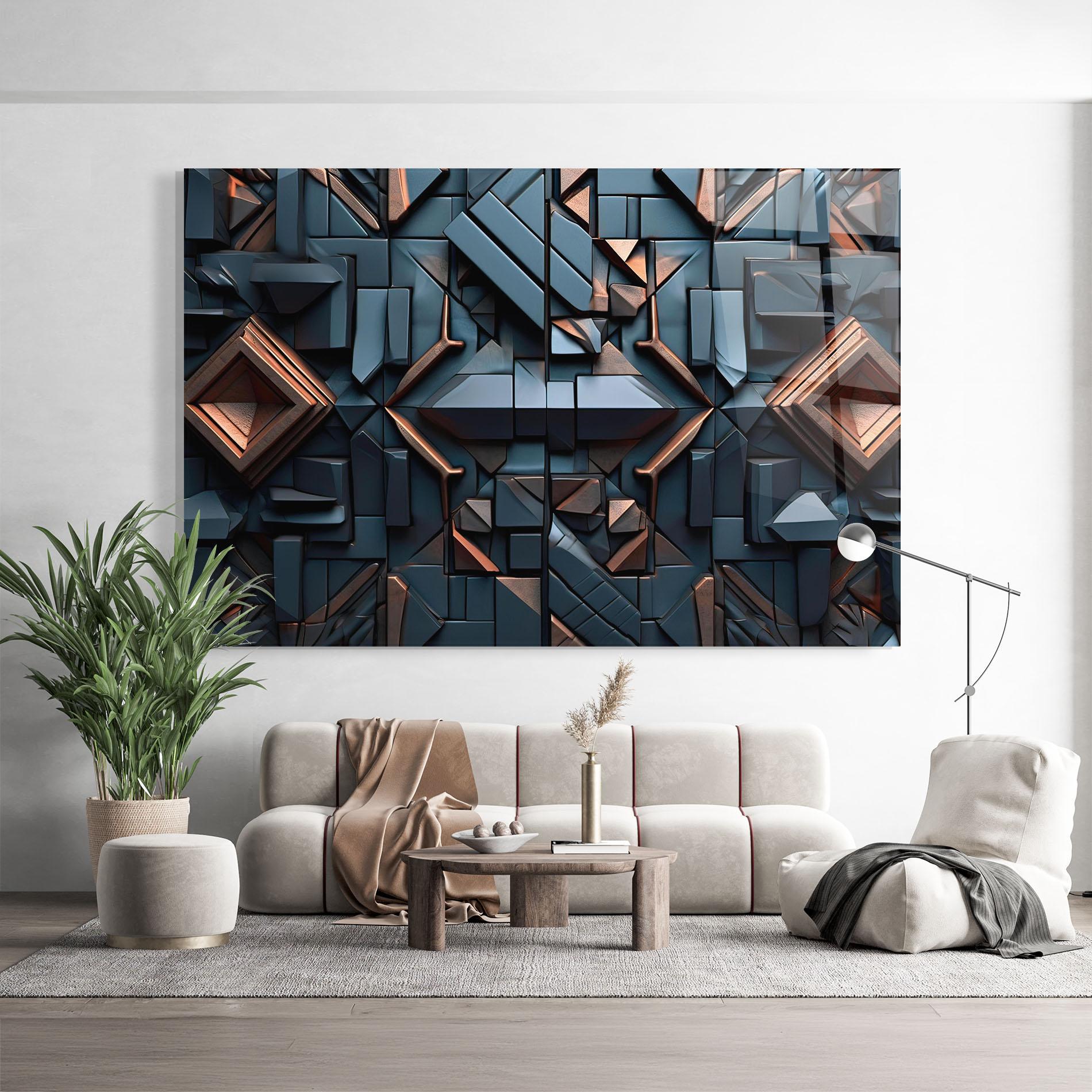 Tablou Sticla Orange Rhombus mockup 9