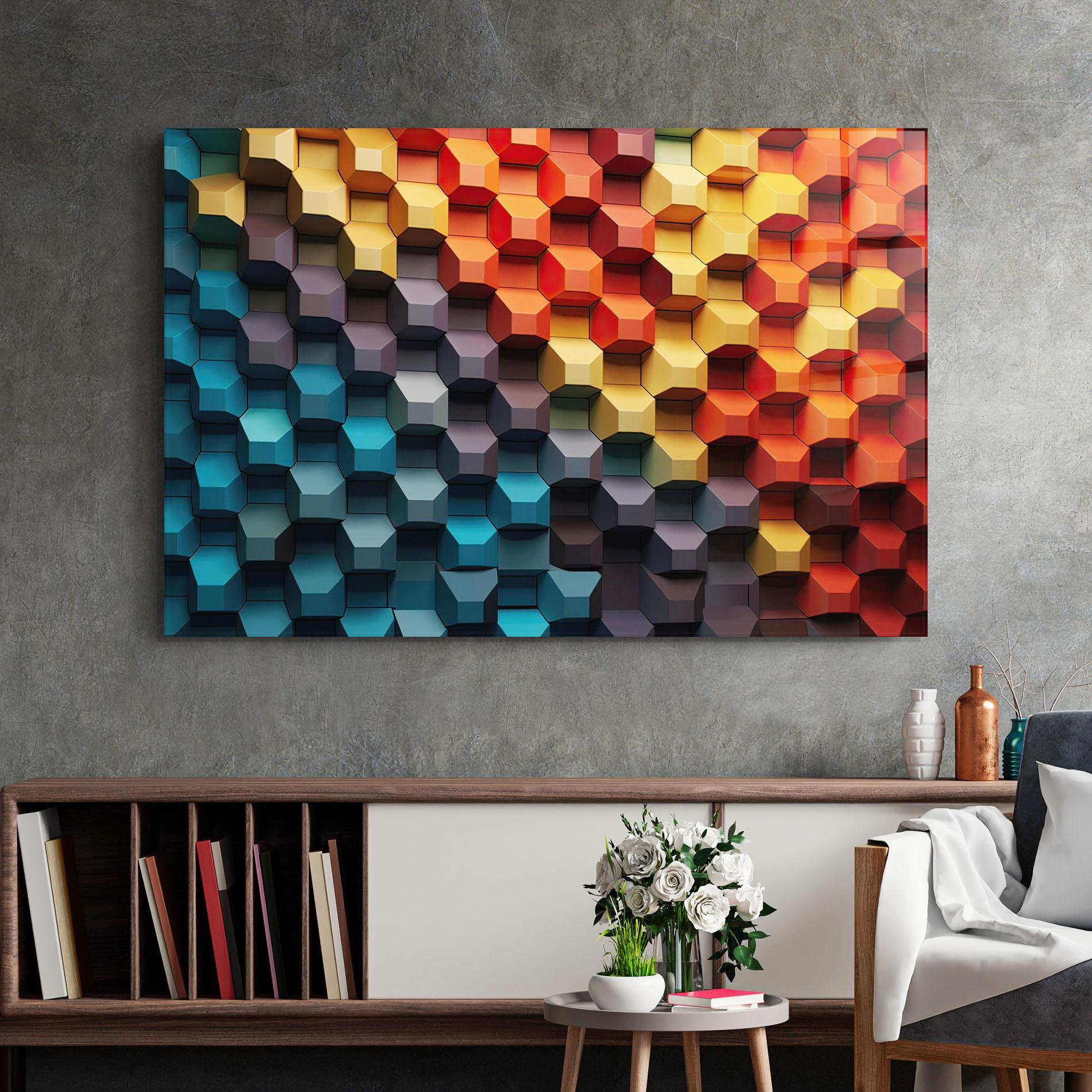 Tablou Sticla 3d Sqare Mix mockup 2