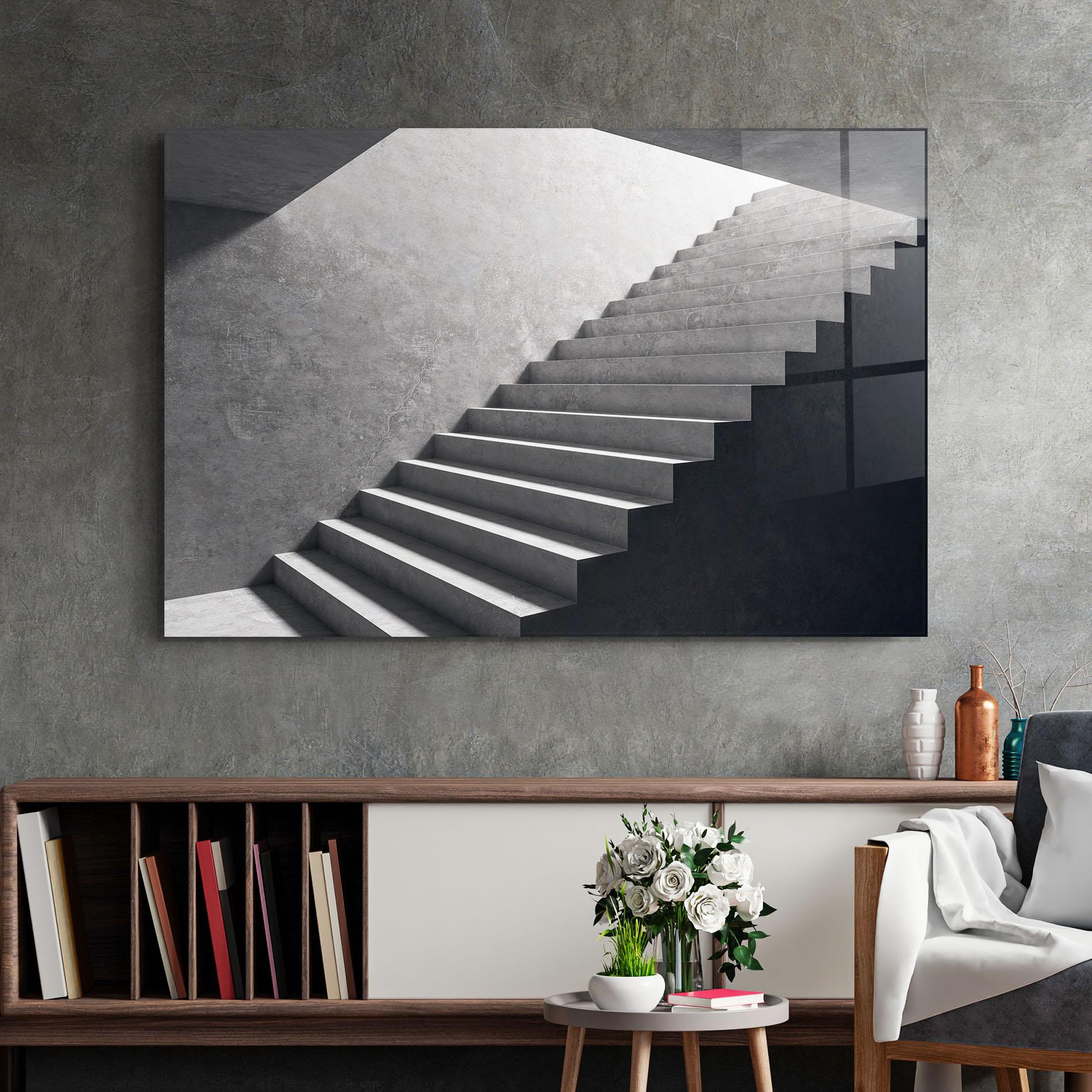 Tablou Sticla Concrete Stairs mockup 2