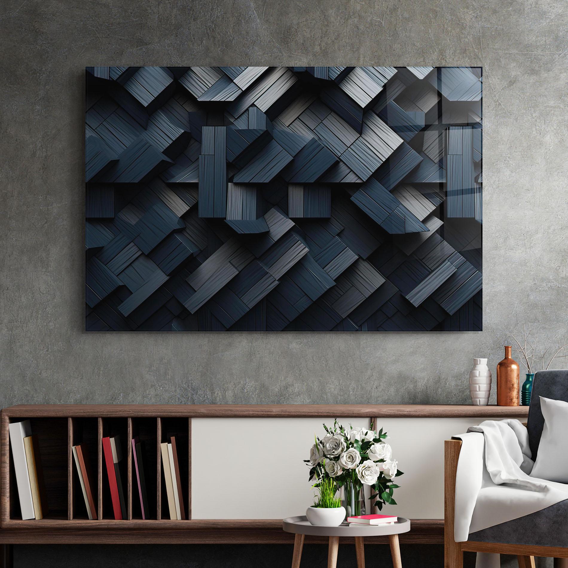 Tablou Sticla Dark Blue Wall mockup 2