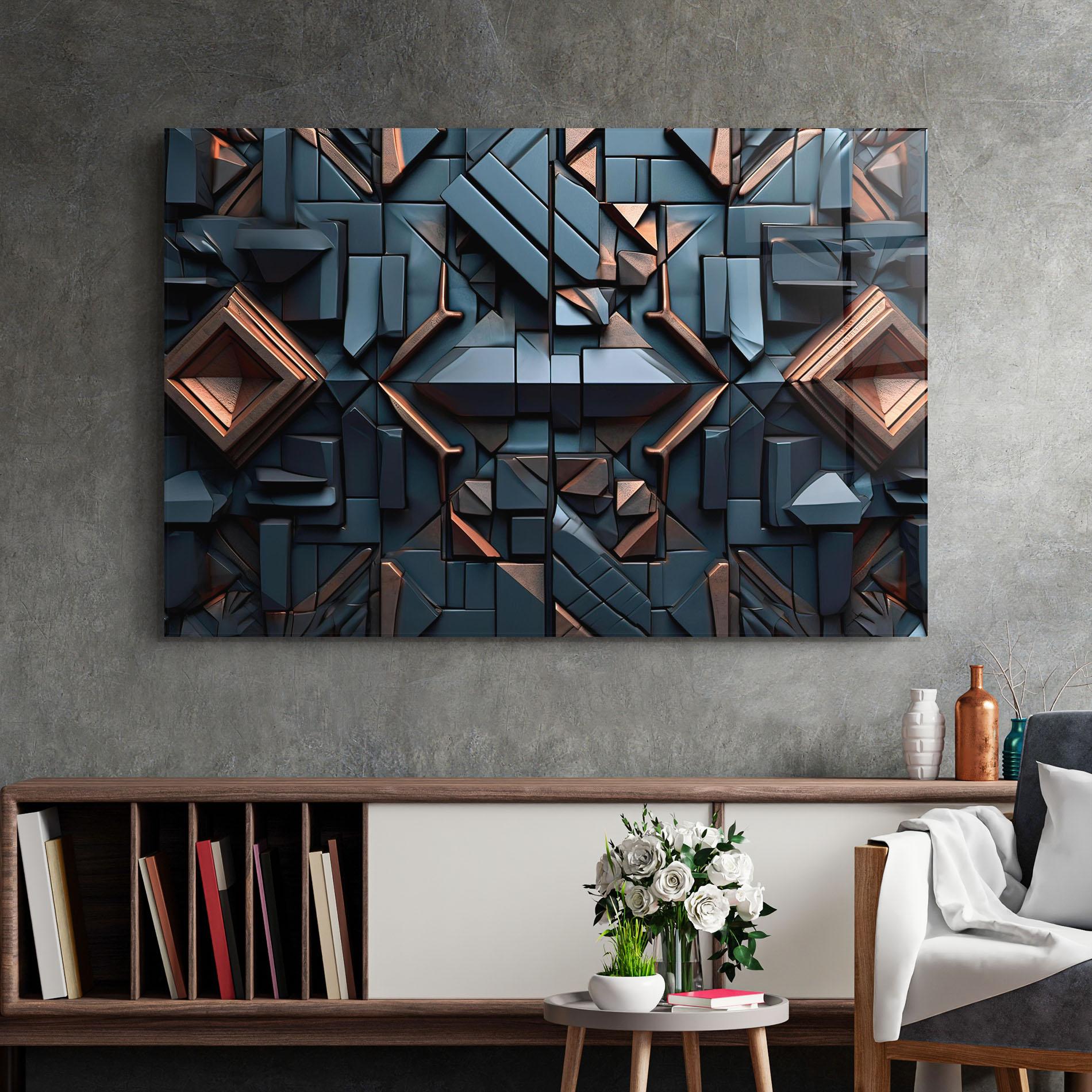 Tablou Sticla Orange Rhombus mockup 2