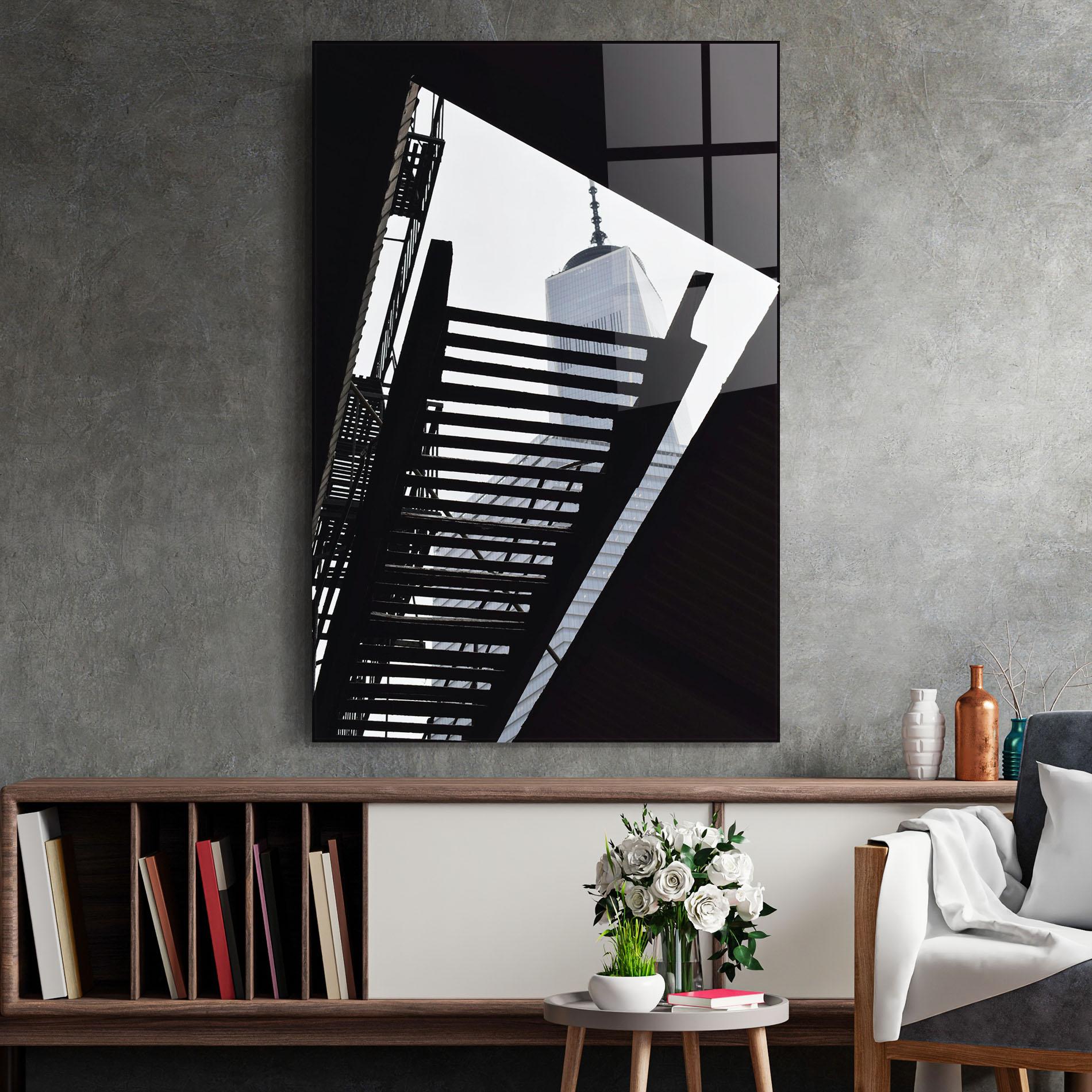 Tablou Sticla Black Stairs Floating mockup 2