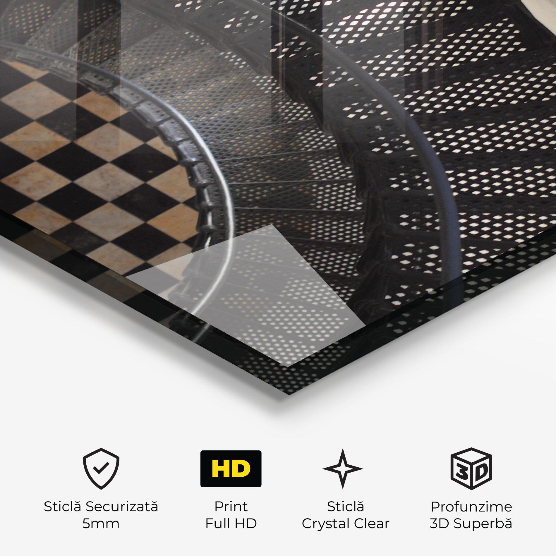 Tablou Sticla Beautiful Black Stairs mockup 3