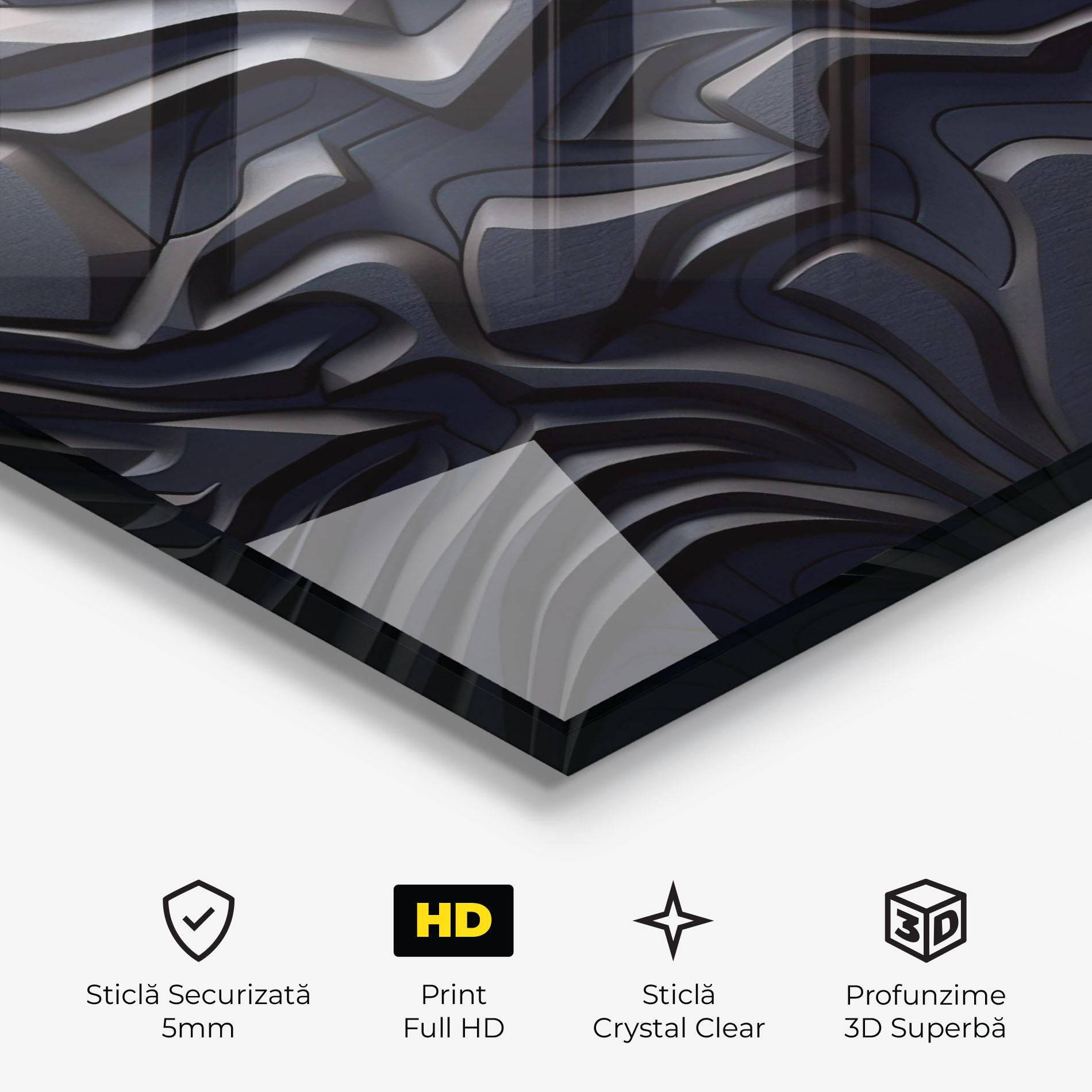 Tablou Sticla Black 3d Lines mockup 3