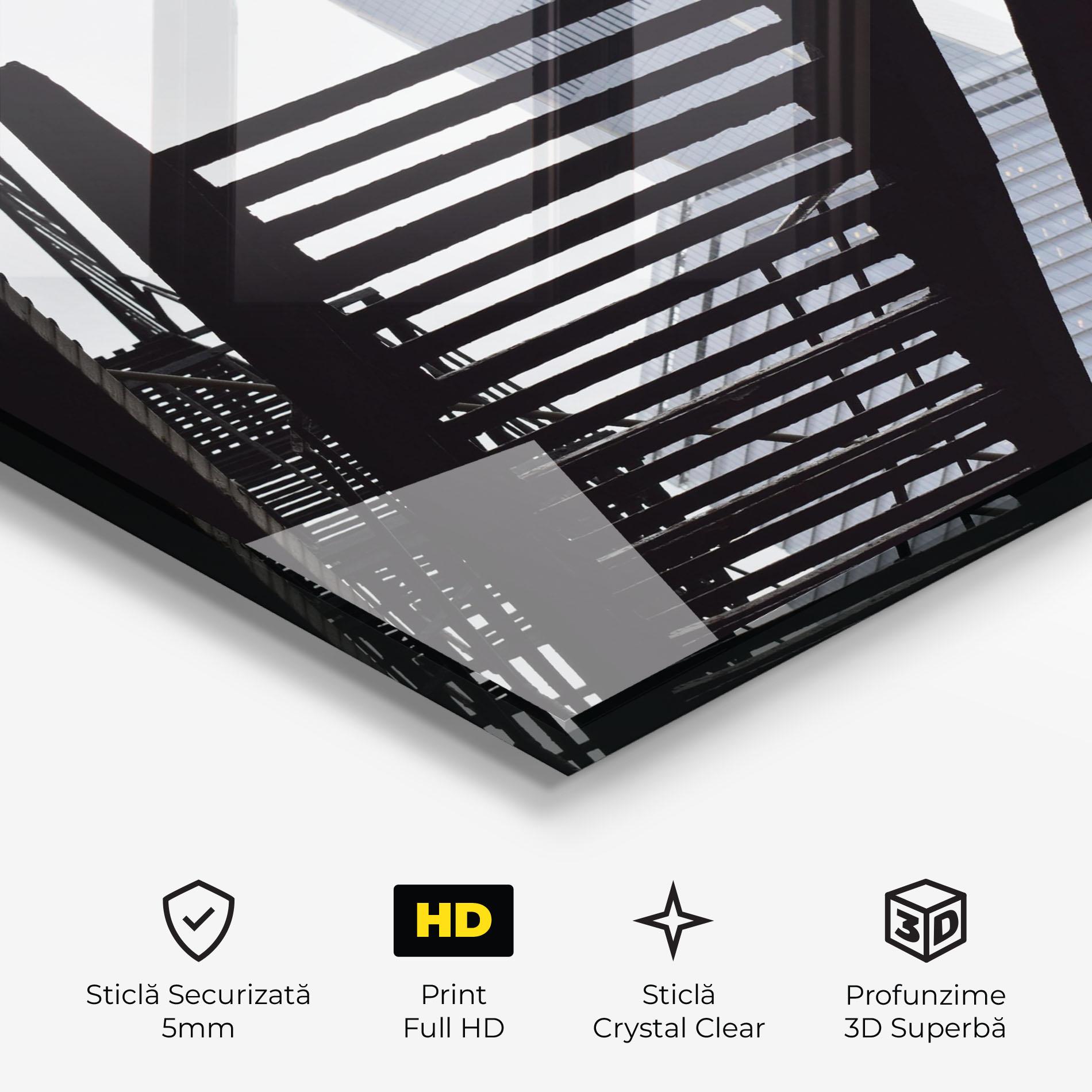 Tablou Sticla Black Stairs Floating mockup 3