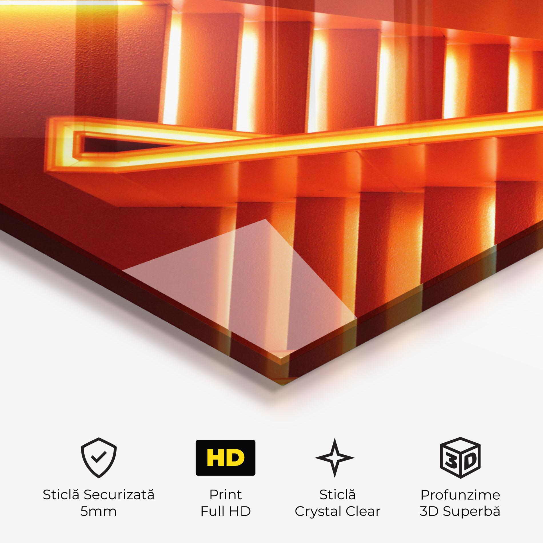 Tablou Sticla Orange Stairs mockup 3