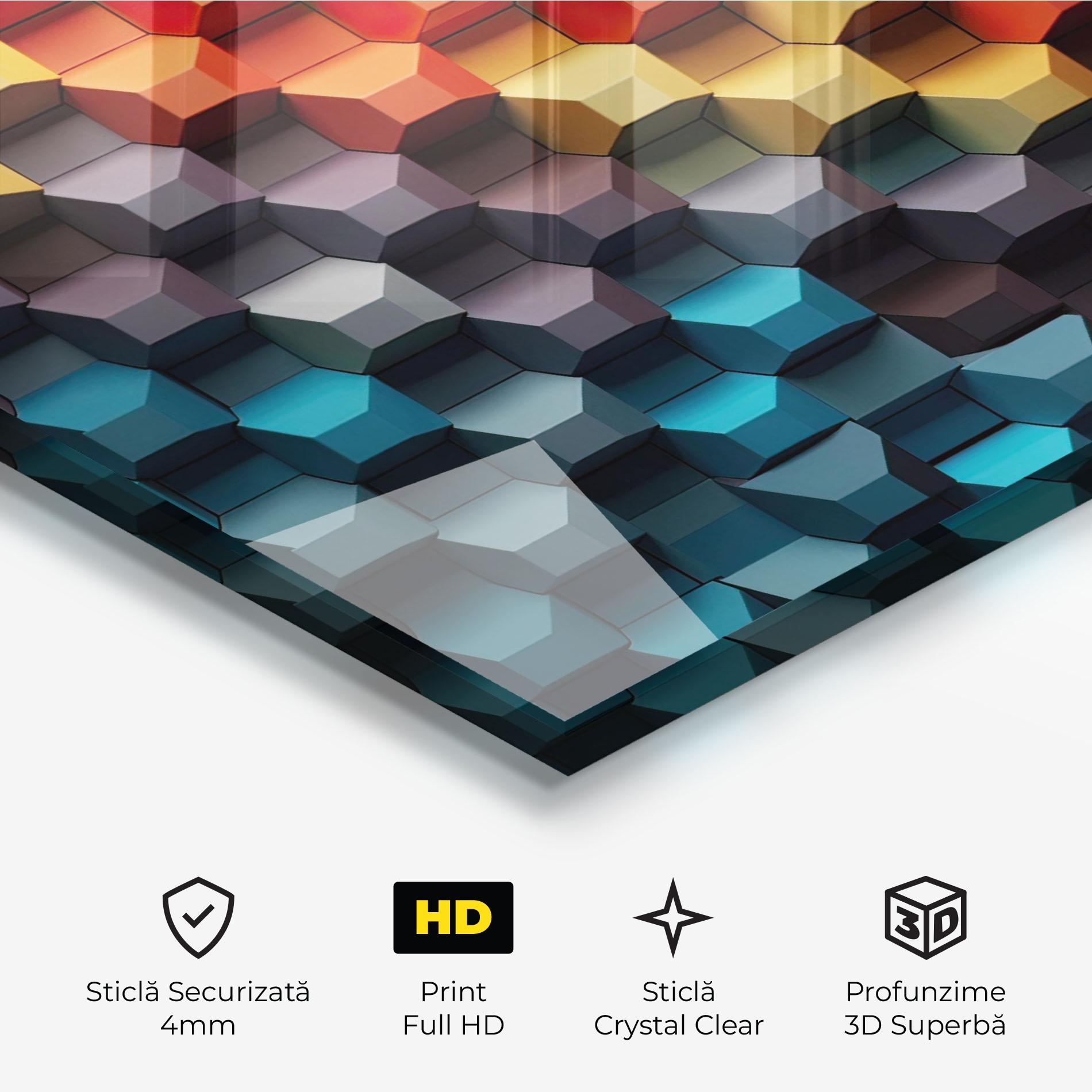 Tablou Sticla 3d Sqare Mix mockup 3