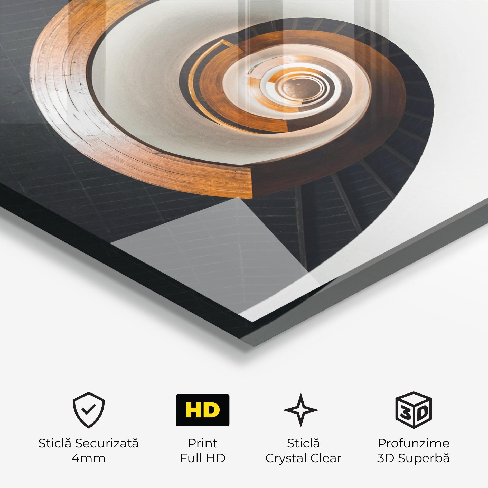 Tablou Sticla Black Spiral Stairs mockup 3