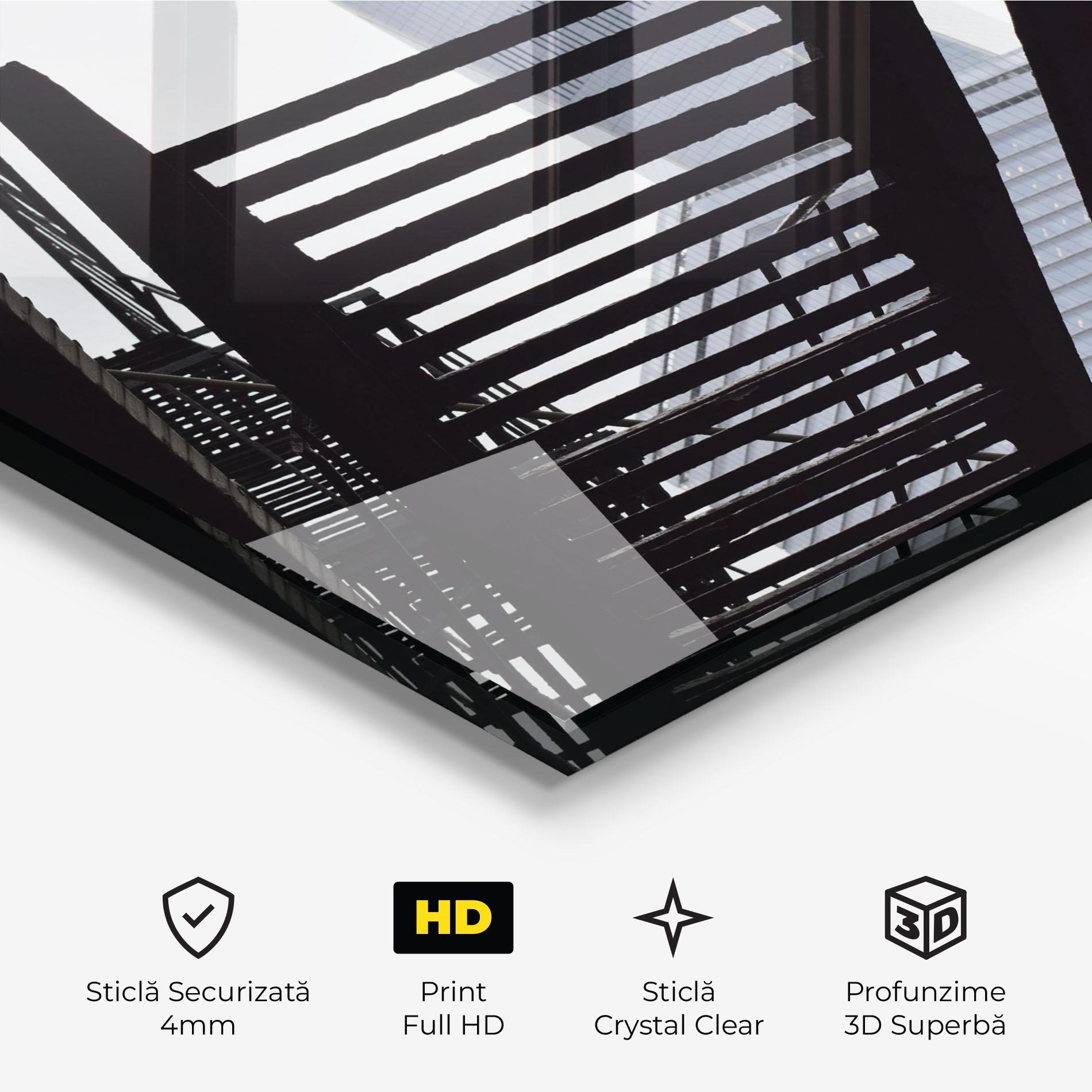 Tablou Sticla Black Stairs Floating mockup 3