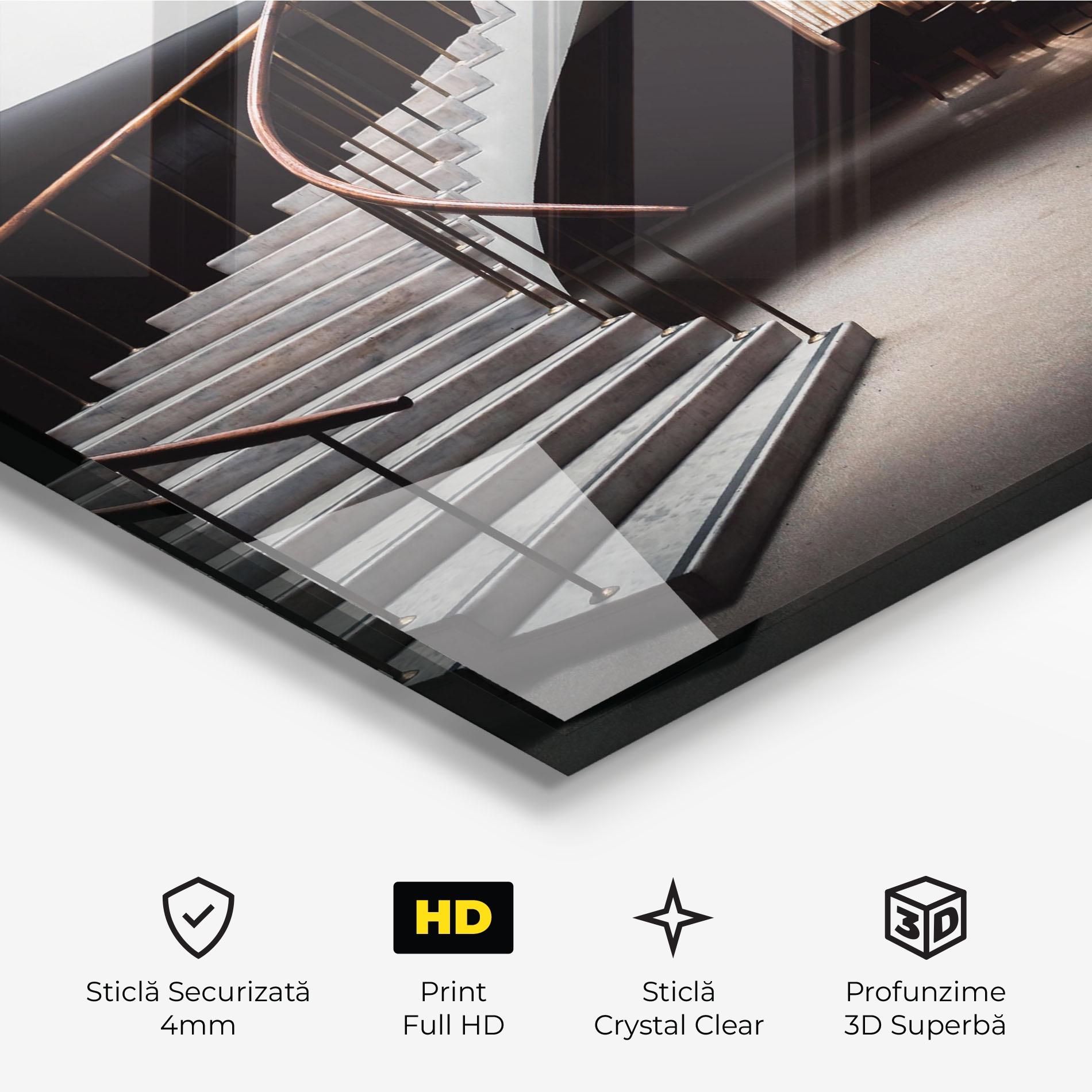 Tablou Sticla Dark Room Stairs mockup 3
