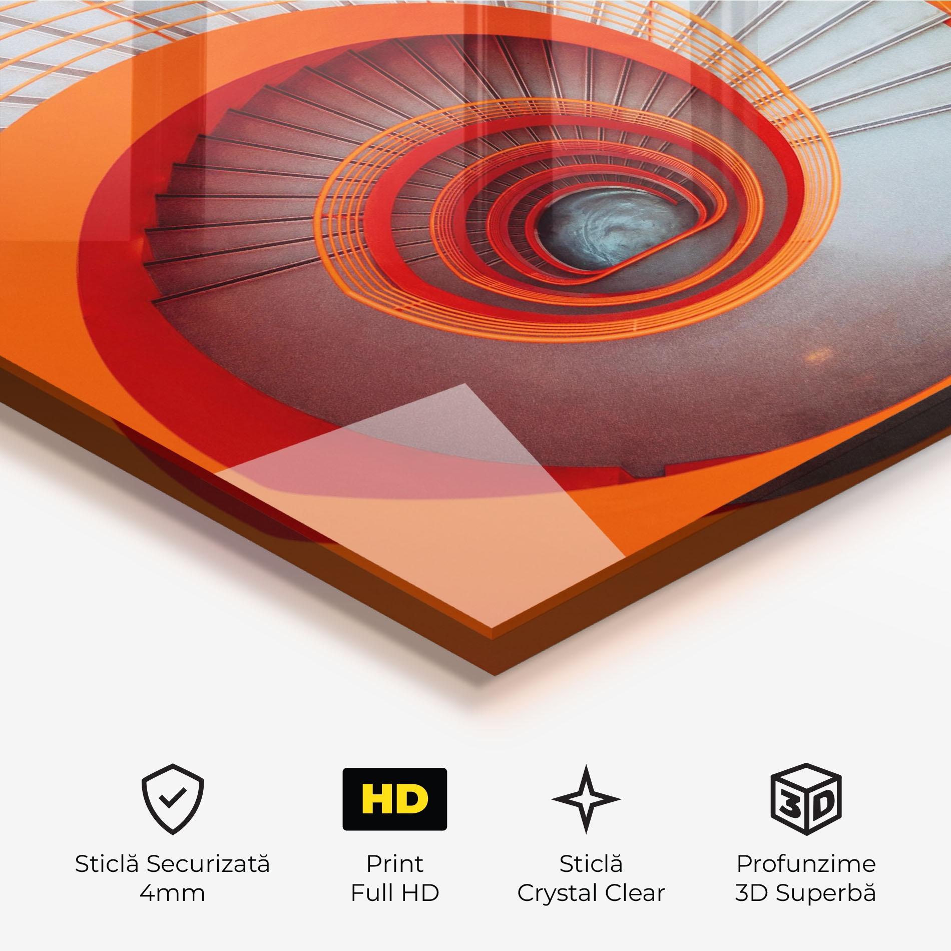 Tablou Sticla Grey Orange Stairs mockup 3