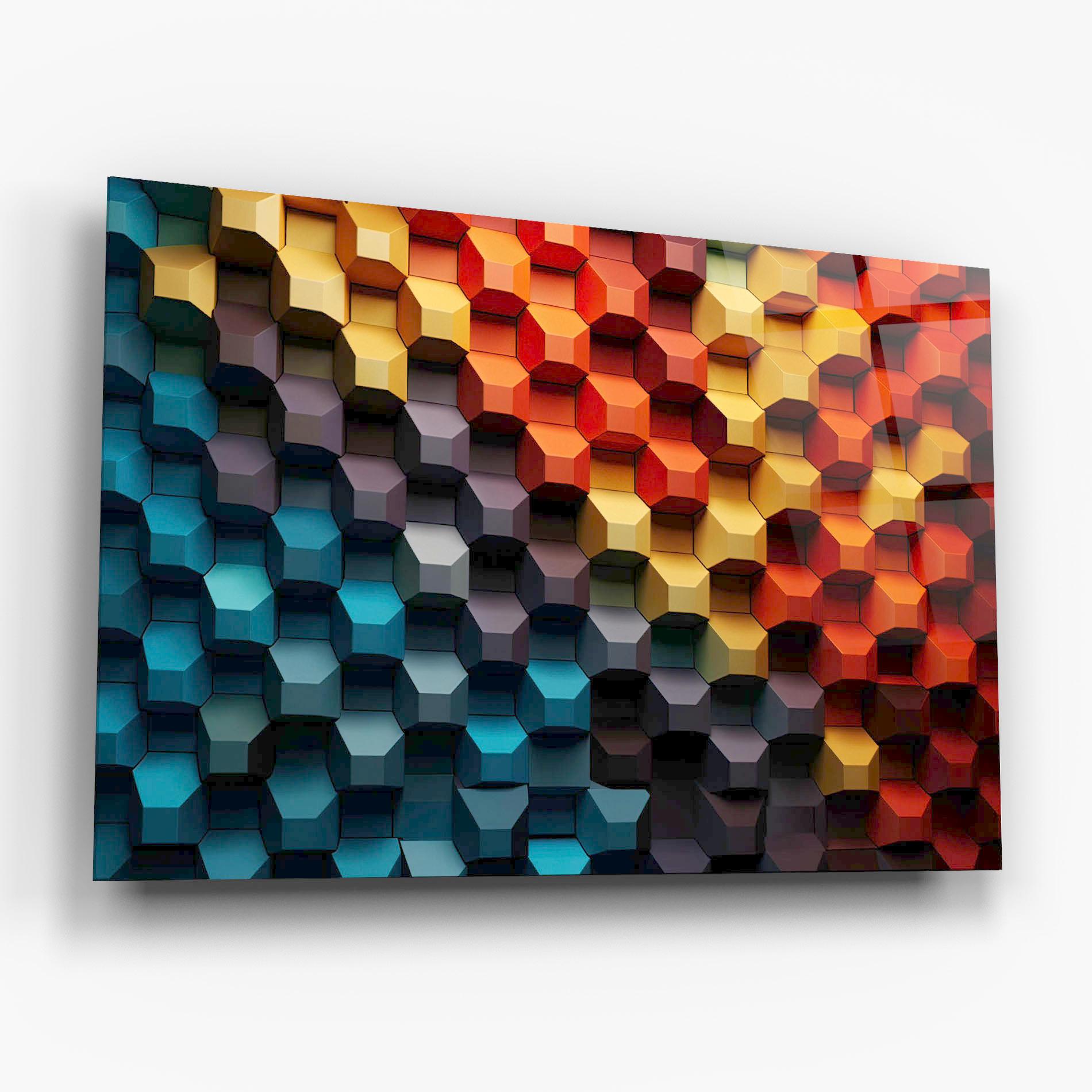 Tablou Sticla 3d Sqare Mix mockup 6