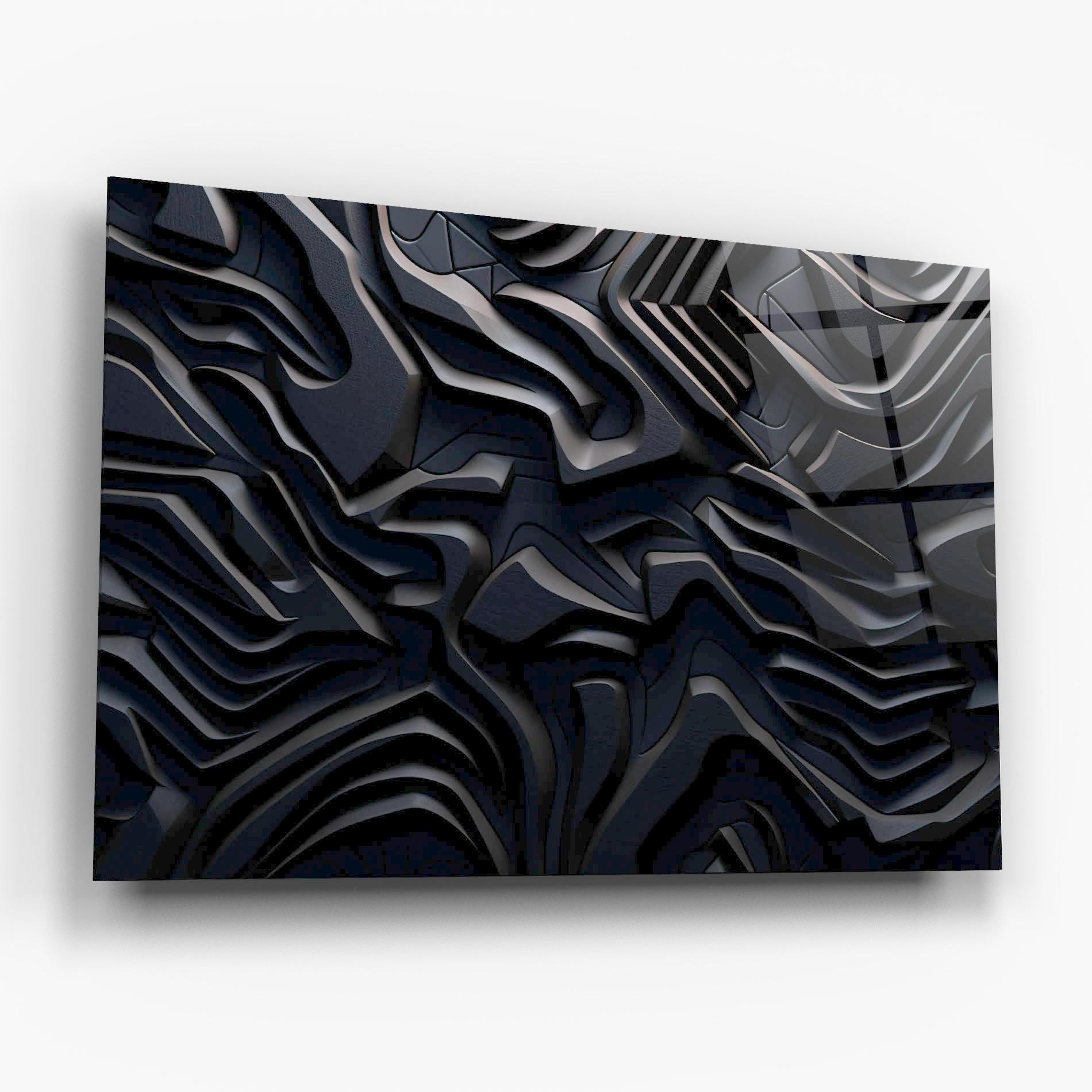 Tablou Sticla Black 3d Lines mockup 6