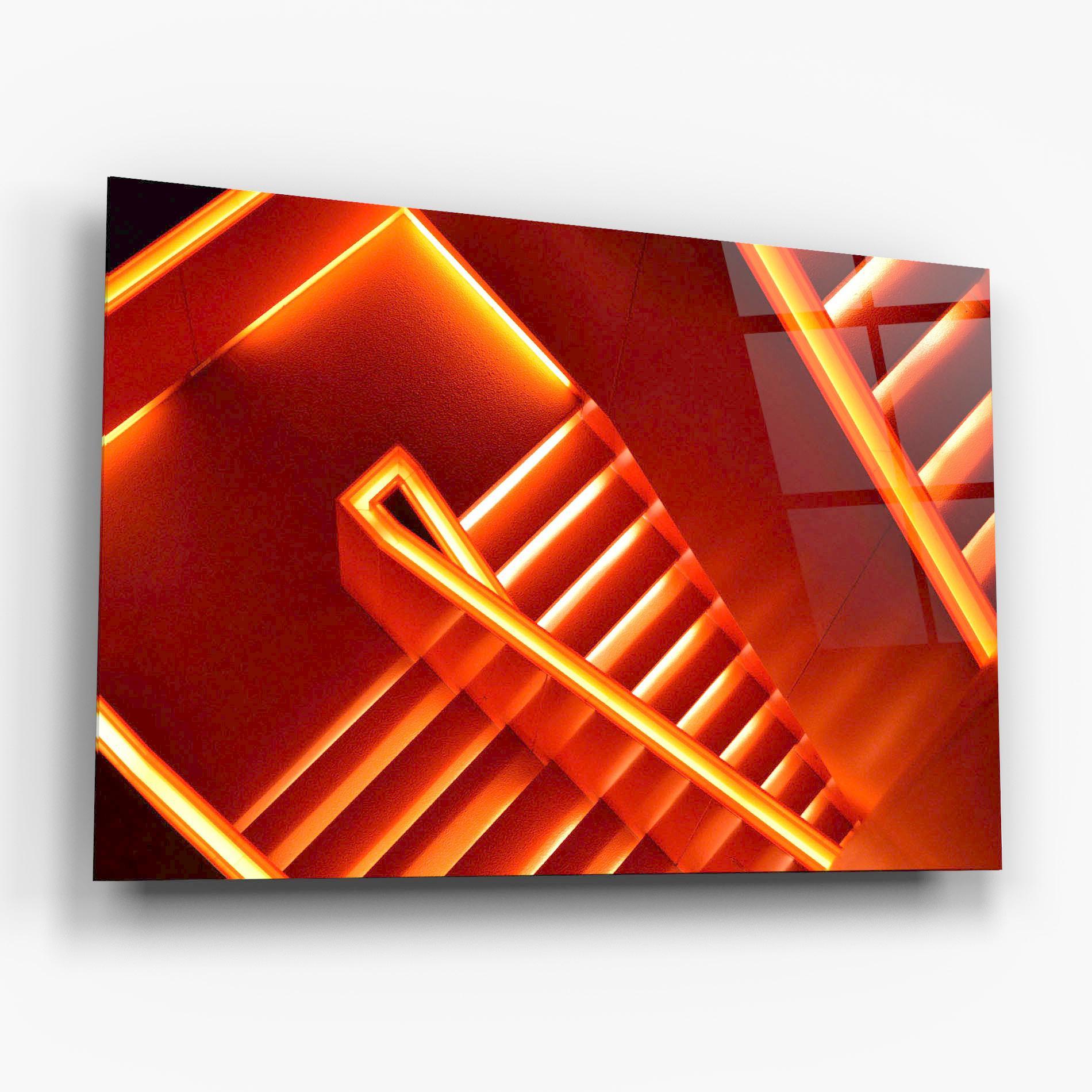 Tablou Sticla Orange Stairs mockup 6