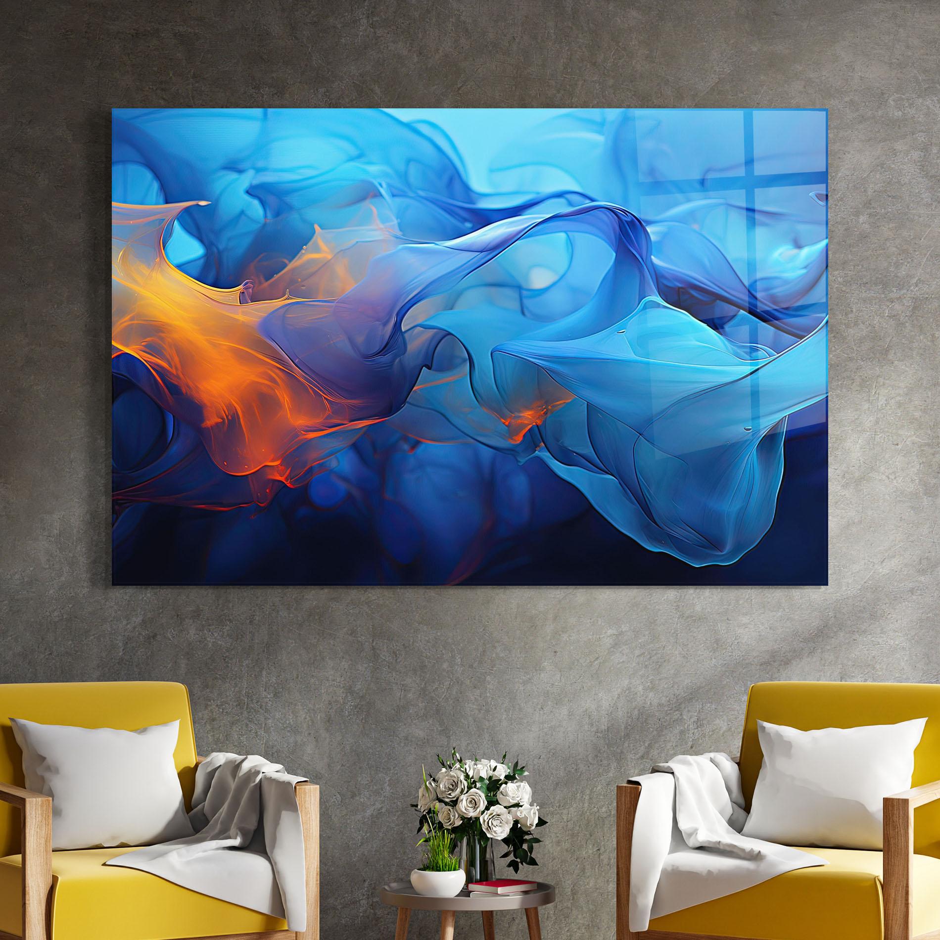 Tablou Sticla Blue Orange Floating mockup 4