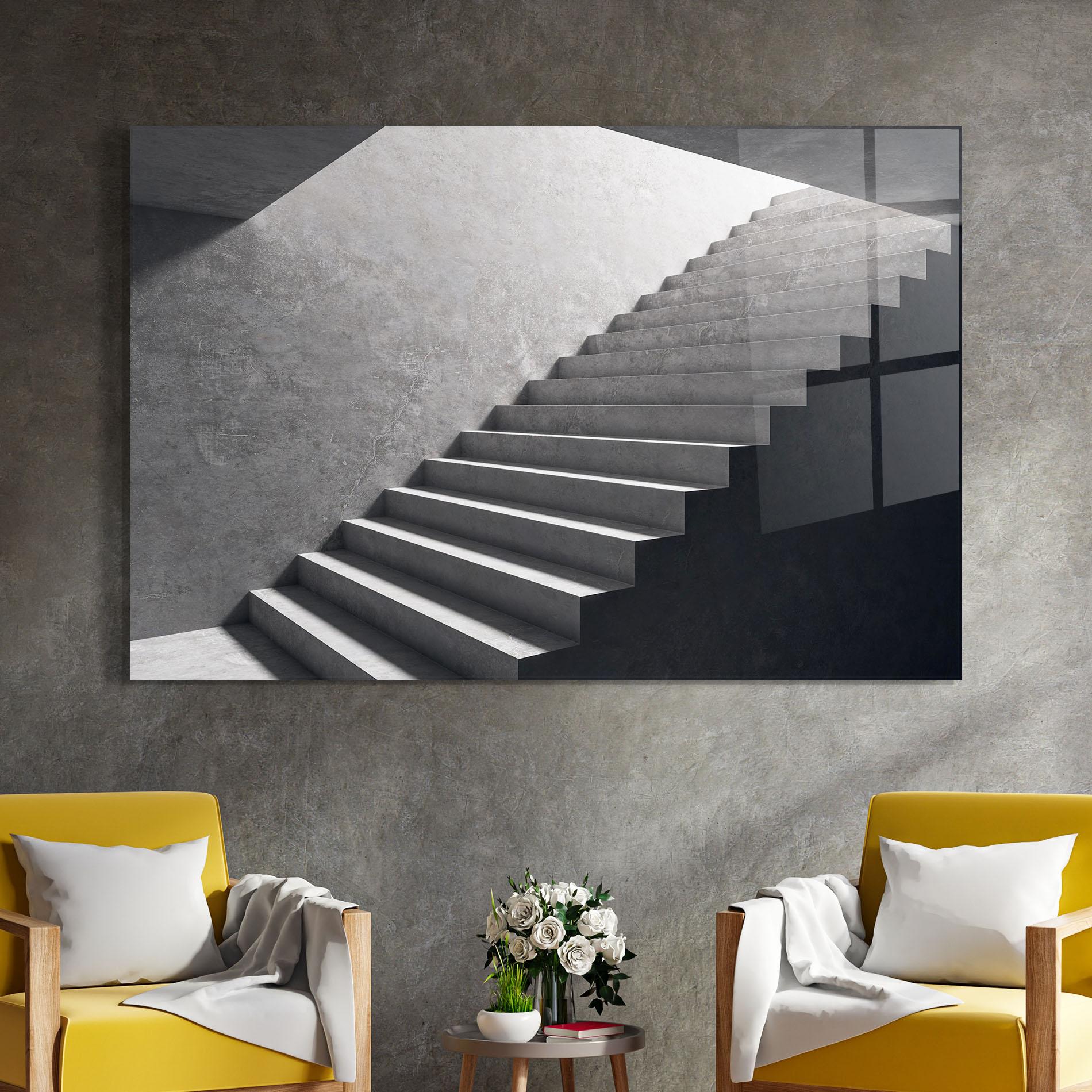 Tablou Sticla Concrete Stairs mockup 4