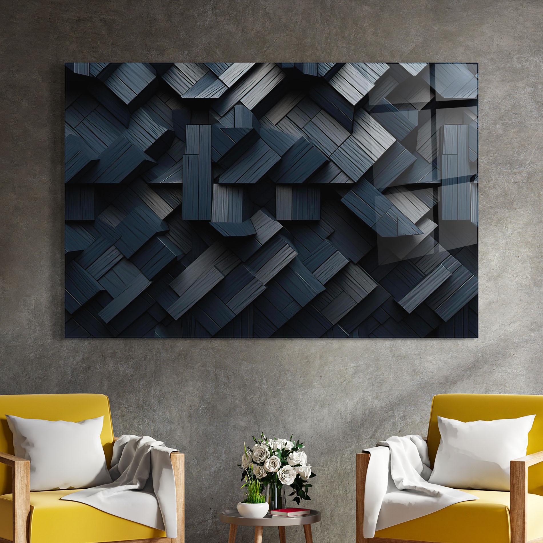 Tablou Sticla Dark Blue Wall mockup 4