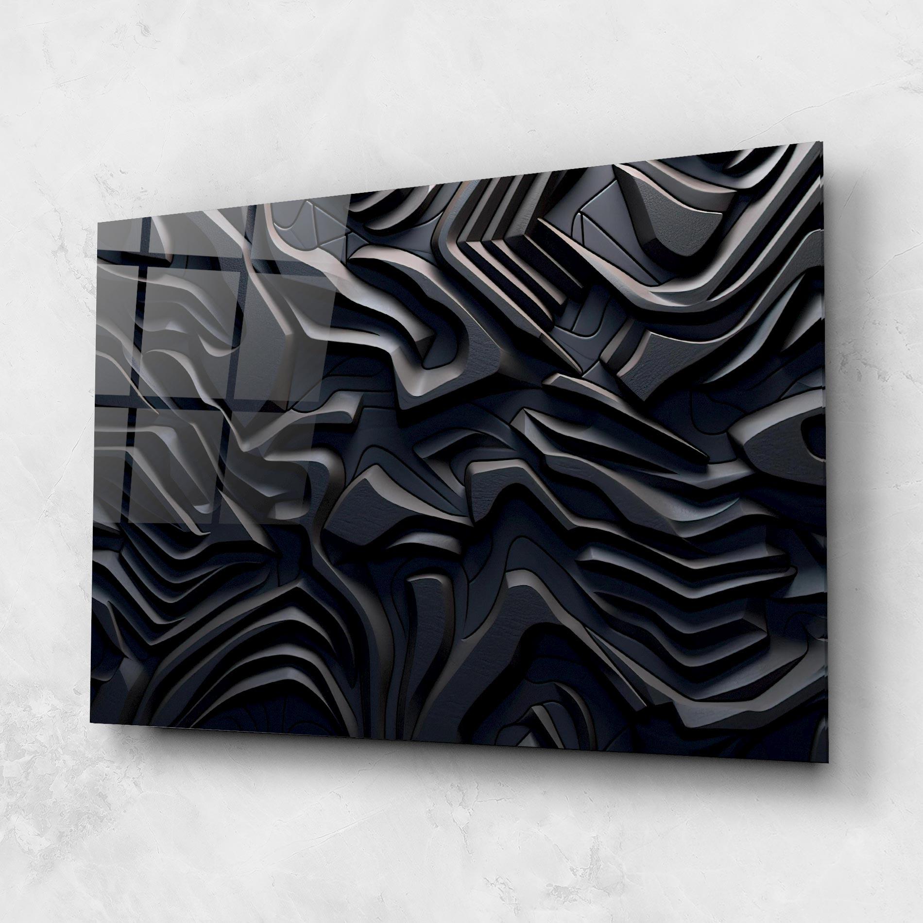 Tablou Sticla Black 3d Lines mockup 1