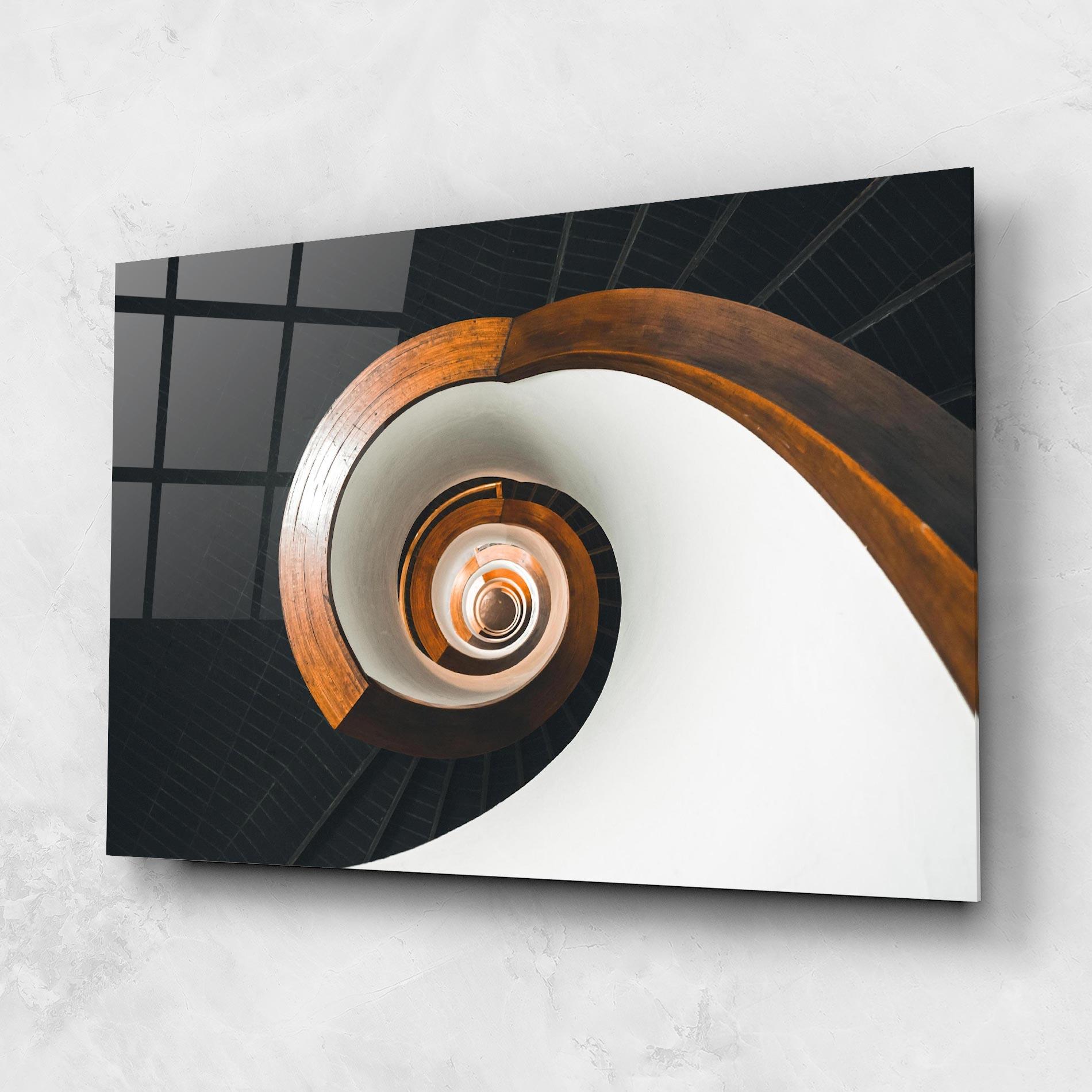 Tablou Sticla Black Spiral Stairs mockup 1