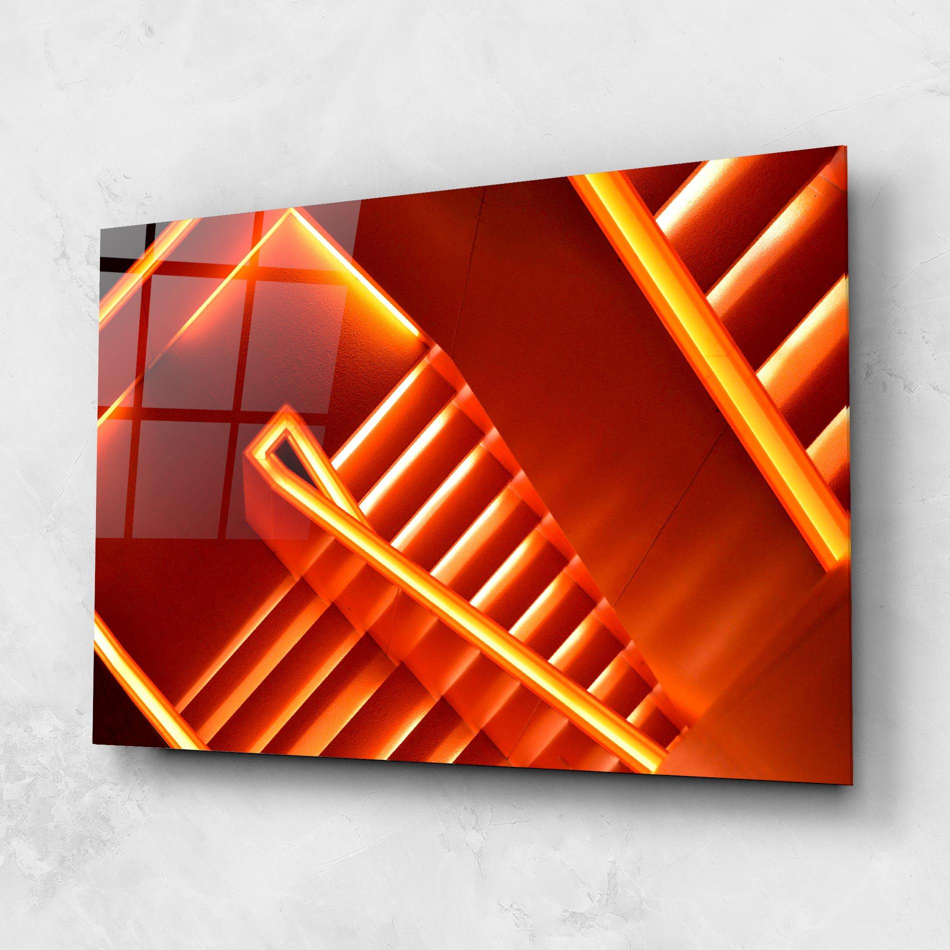 Tablou Sticla Orange Stairs mockup 1