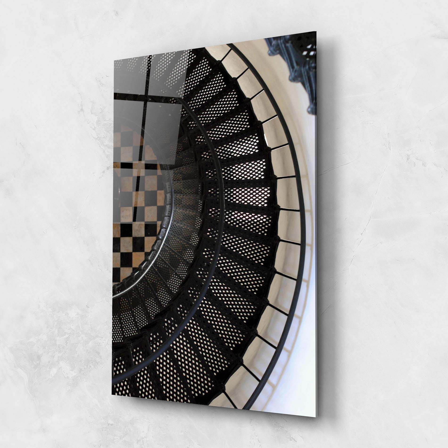 Tablou Sticla Beautiful Black Stairs mockup 1