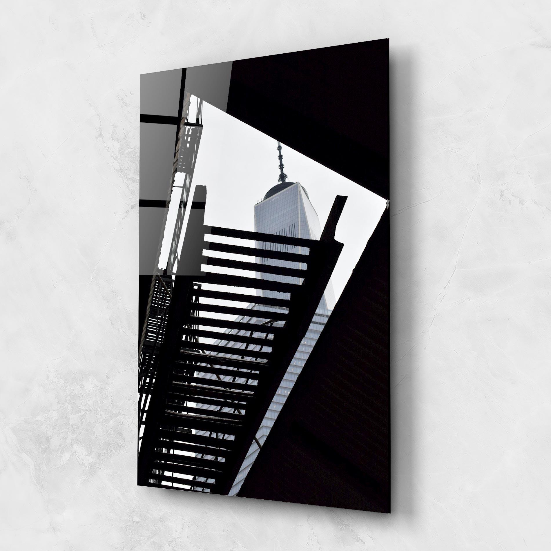 Tablou Sticla Black Stairs Floating mockup 1