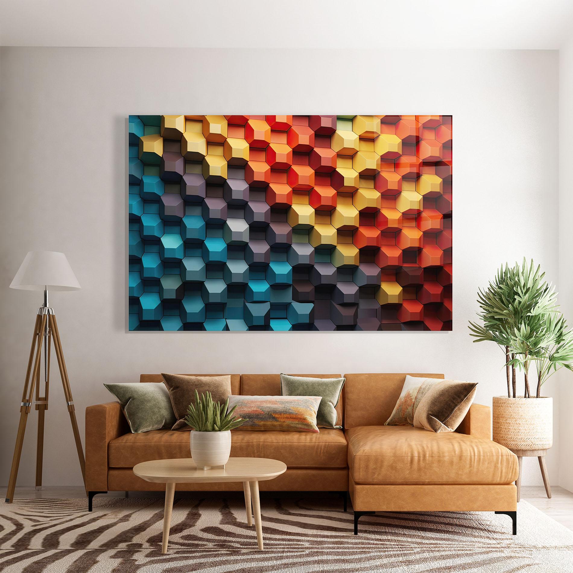 Tablou Sticla 3d Sqare Mix mockup 7