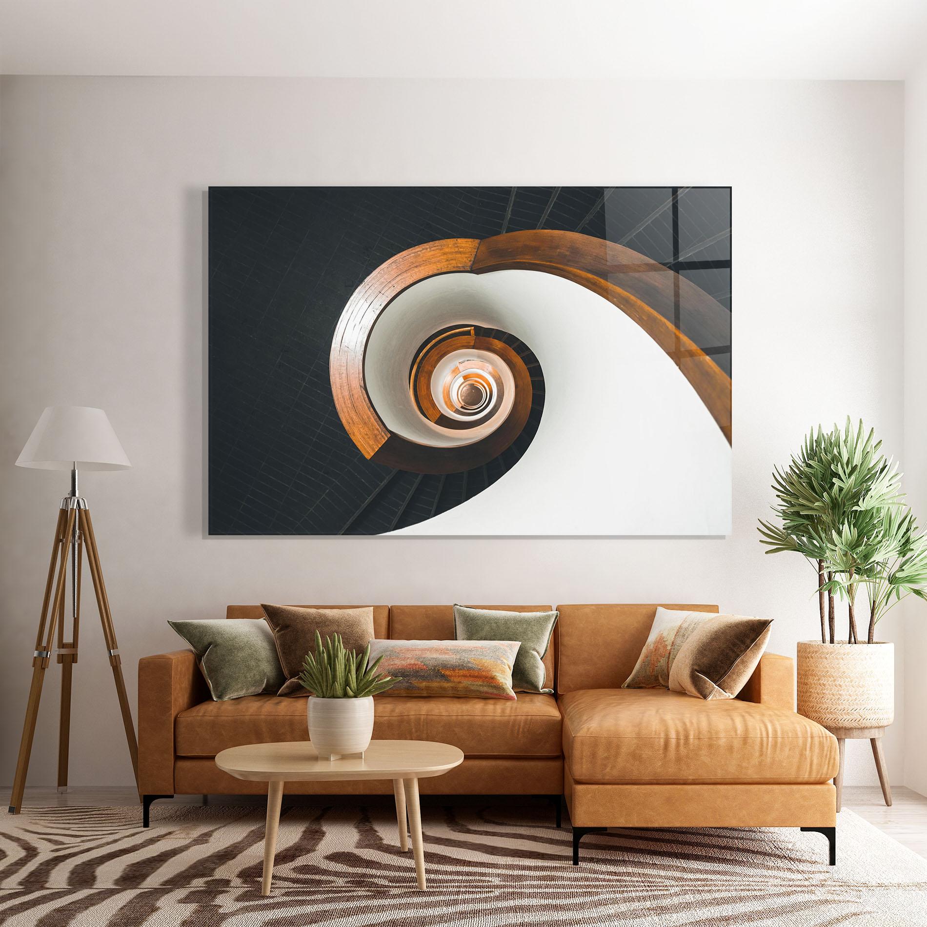Tablou Sticla Black Spiral Stairs mockup 7