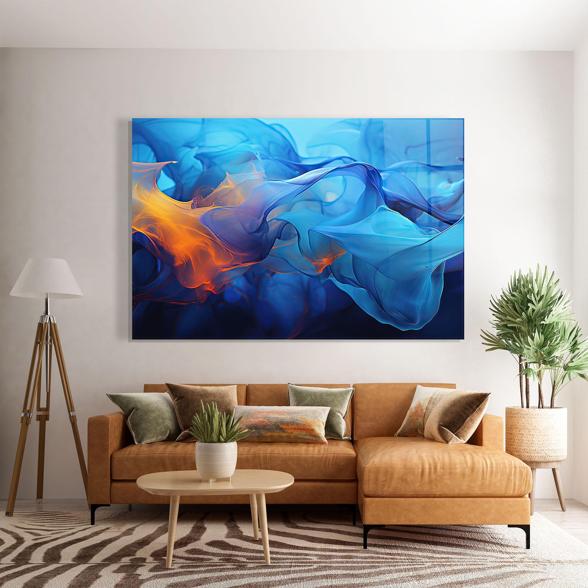 Tablou Sticla Blue Orange Floating mockup 7