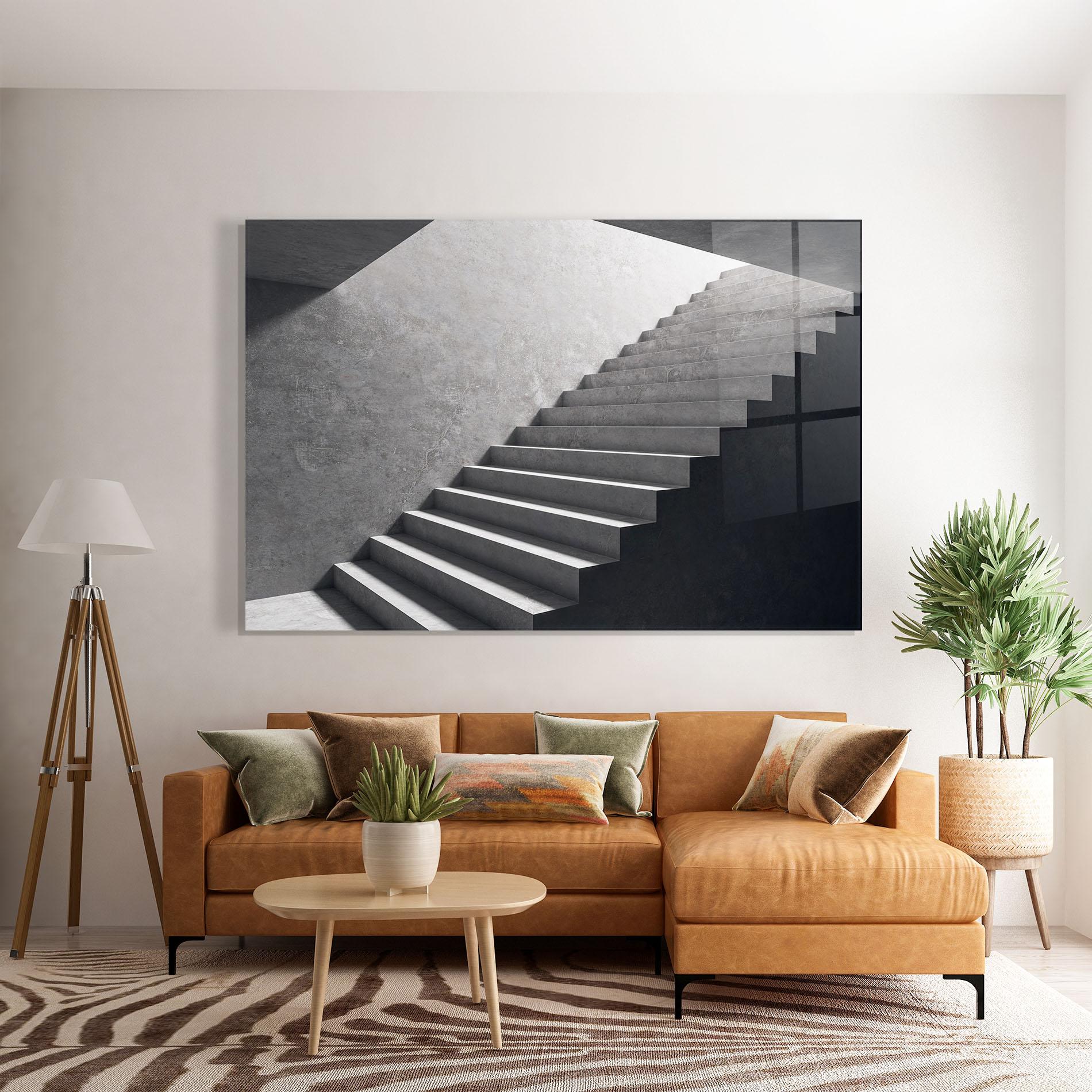 Tablou Sticla Concrete Stairs mockup 7