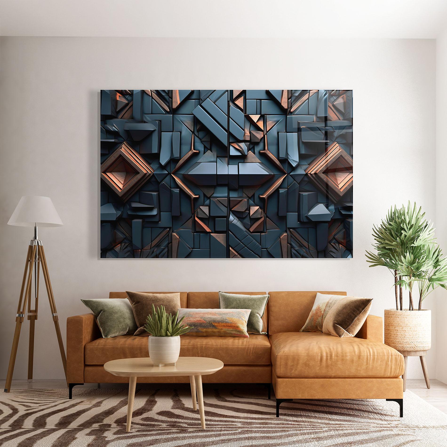 Tablou Sticla Orange Rhombus mockup 7