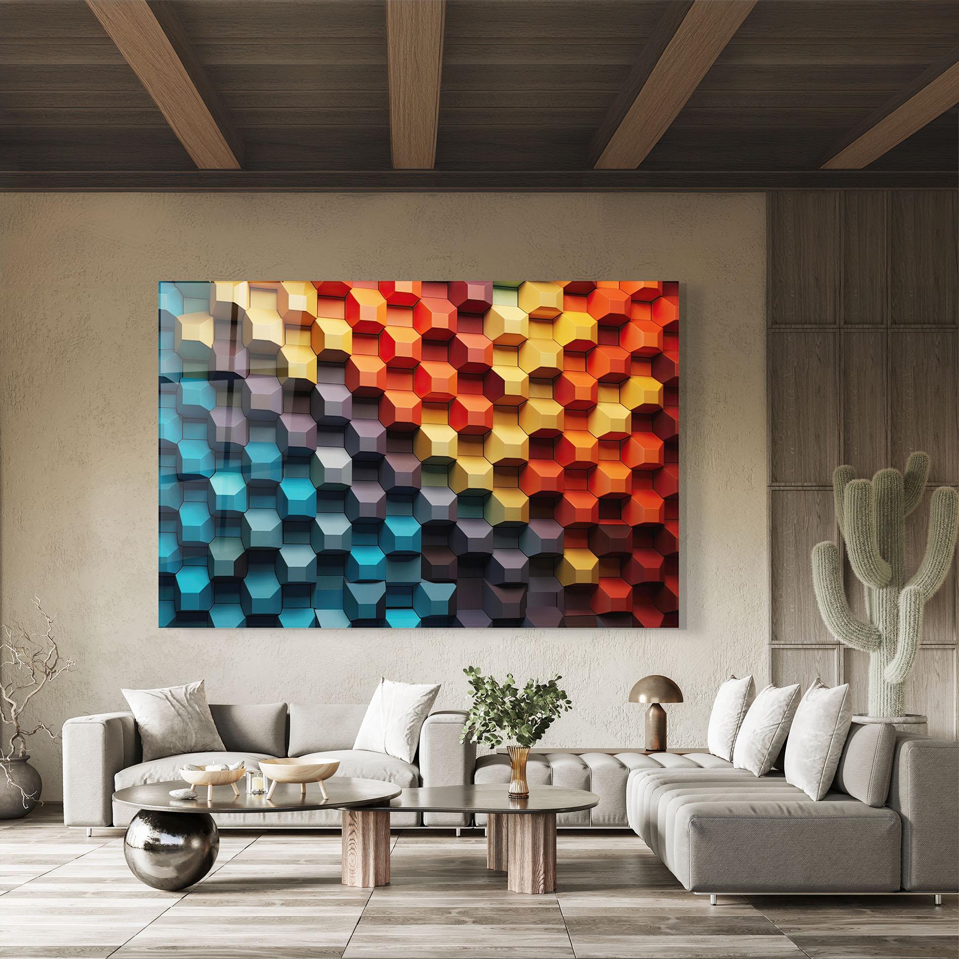 Tablou Sticla 3d Sqare Mix mockup 8