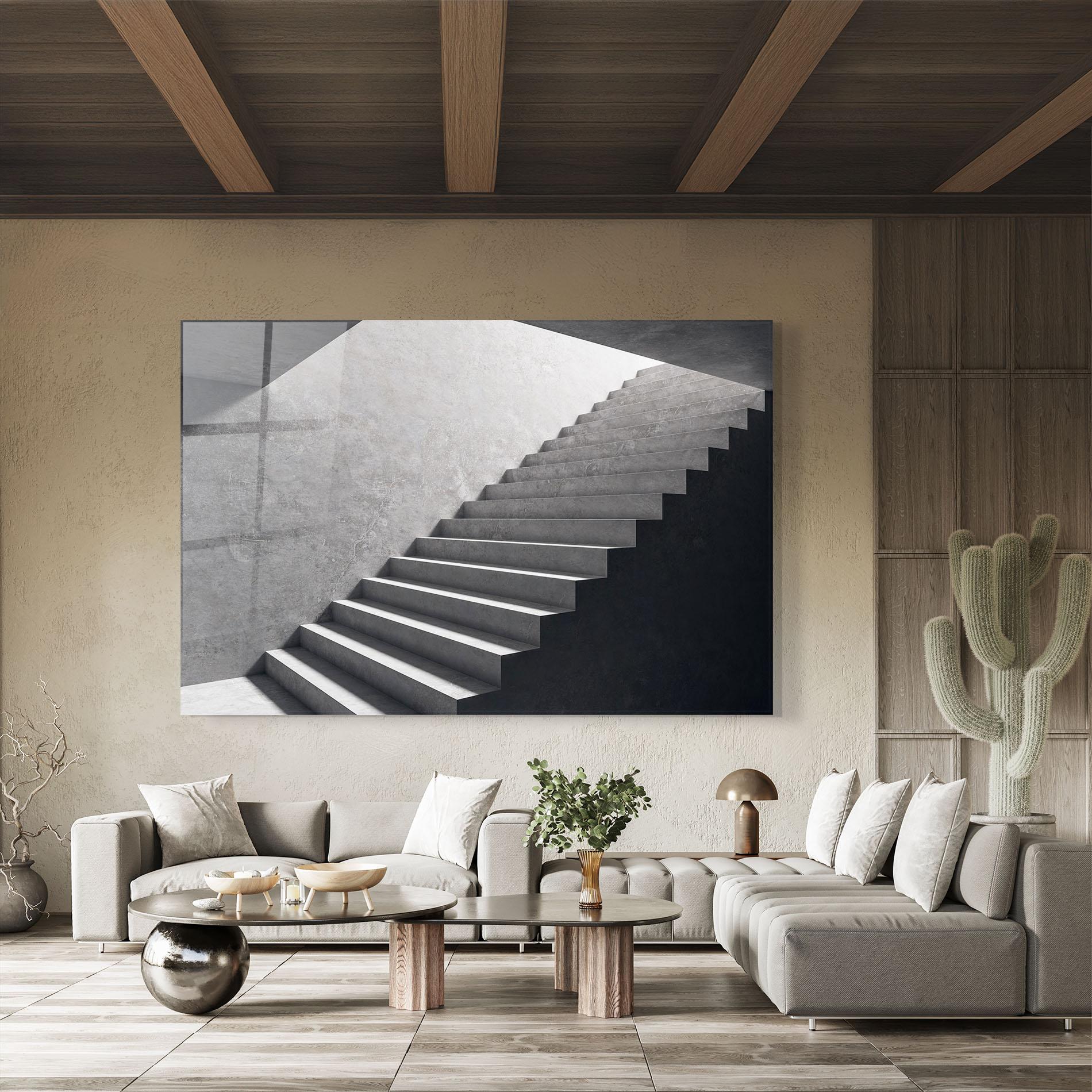 Tablou Sticla Concrete Stairs mockup 8