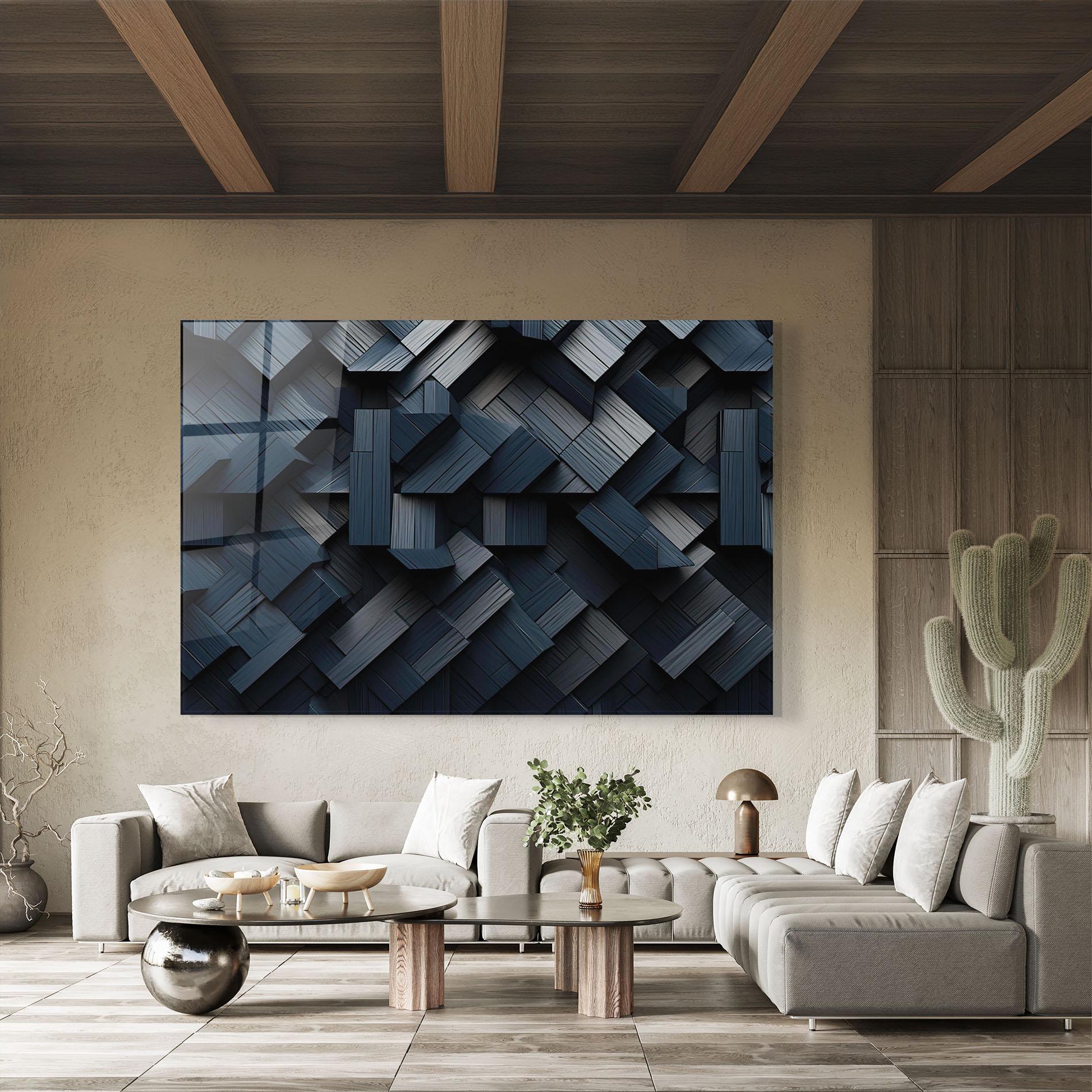 Tablou Sticla Dark Blue Wall mockup 8