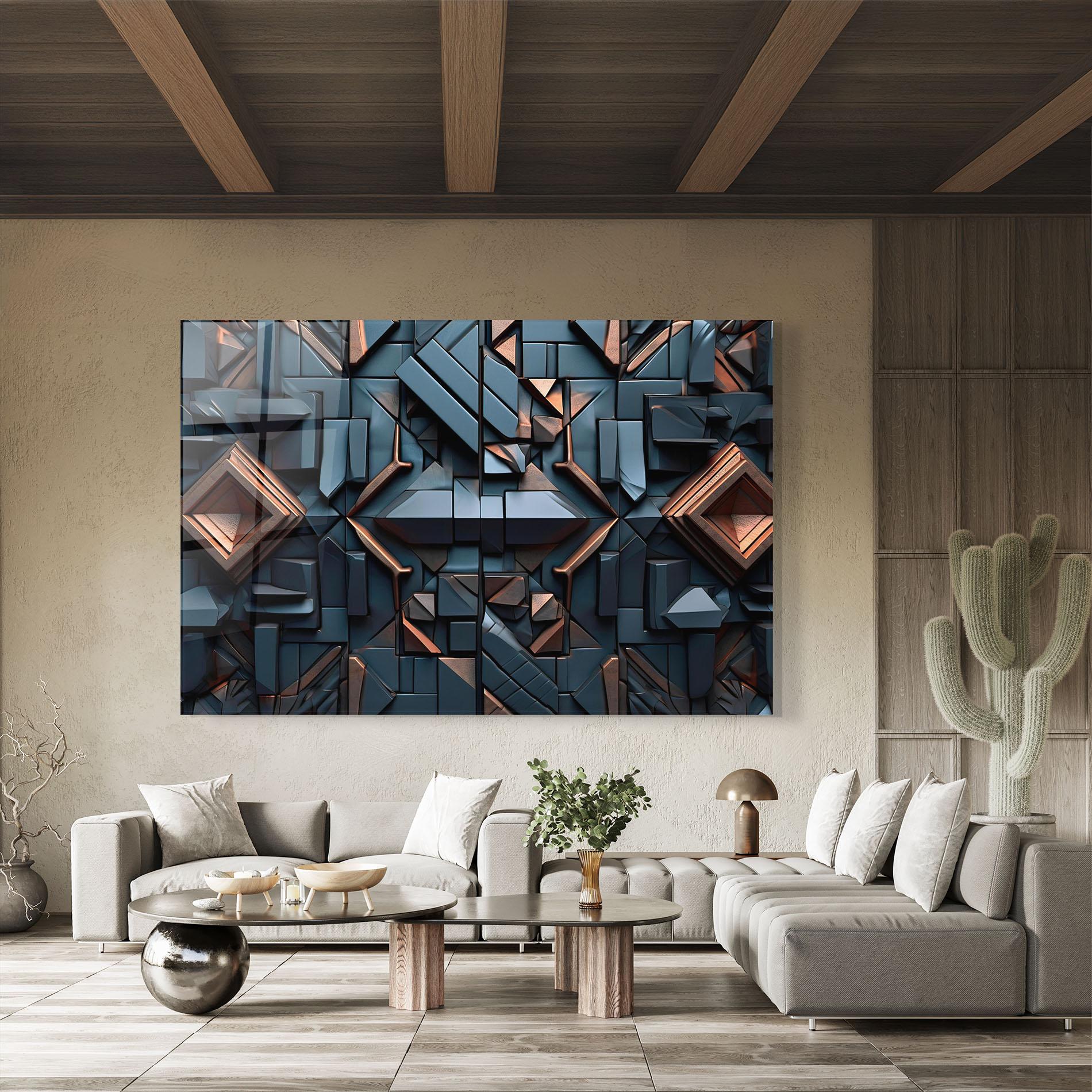 Tablou Sticla Orange Rhombus mockup 8