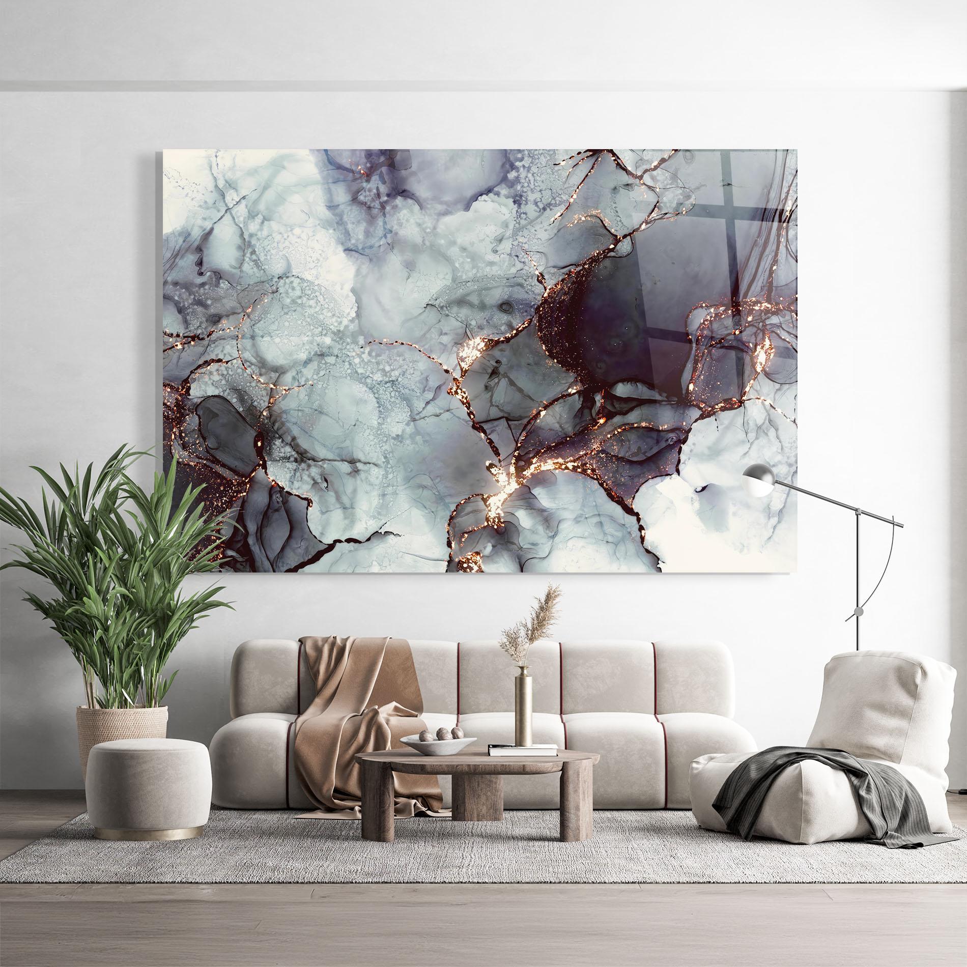 Tablou Sticla Abstract Gold Path mockup 9