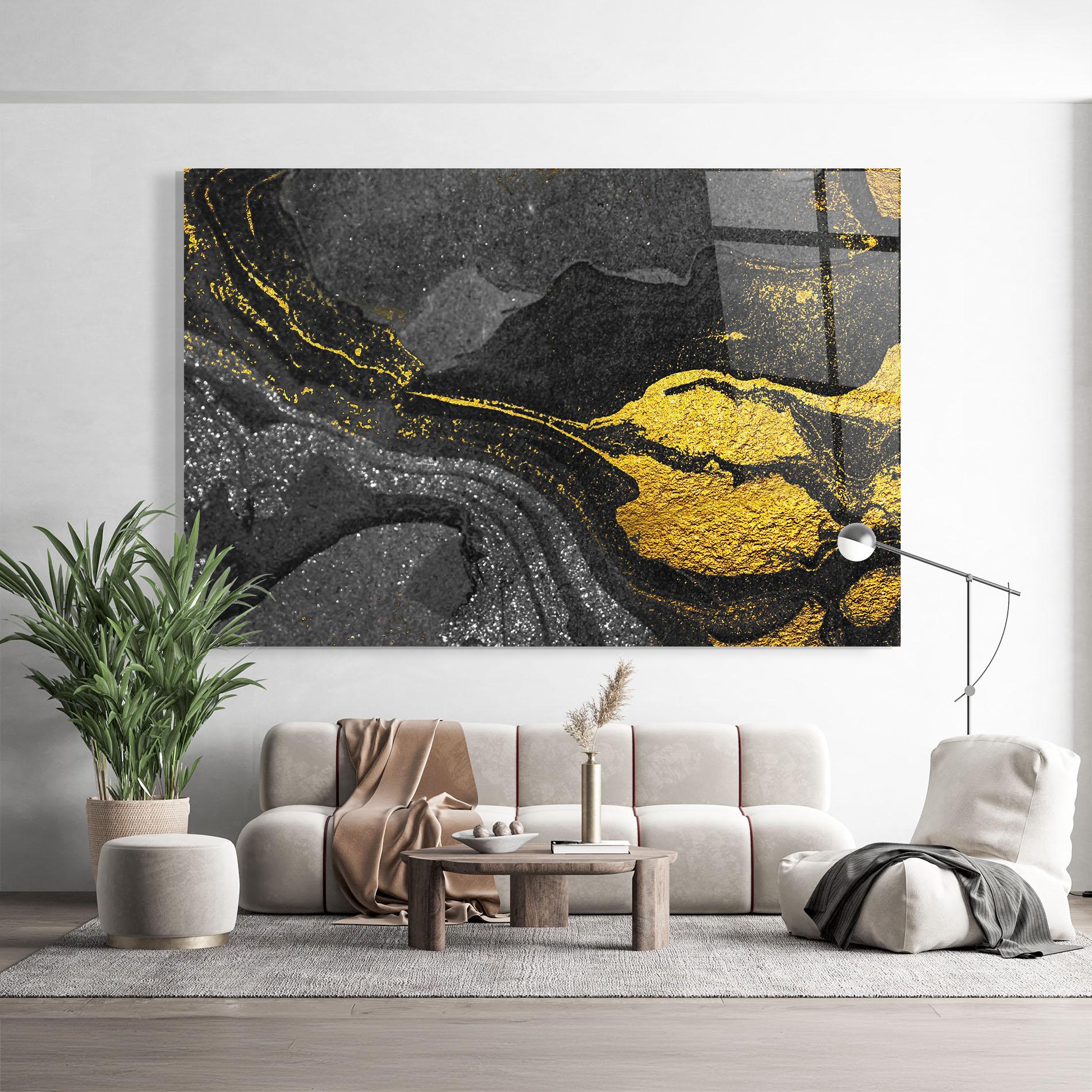 Tablou Sticla Black And Gold Texture mockup 9