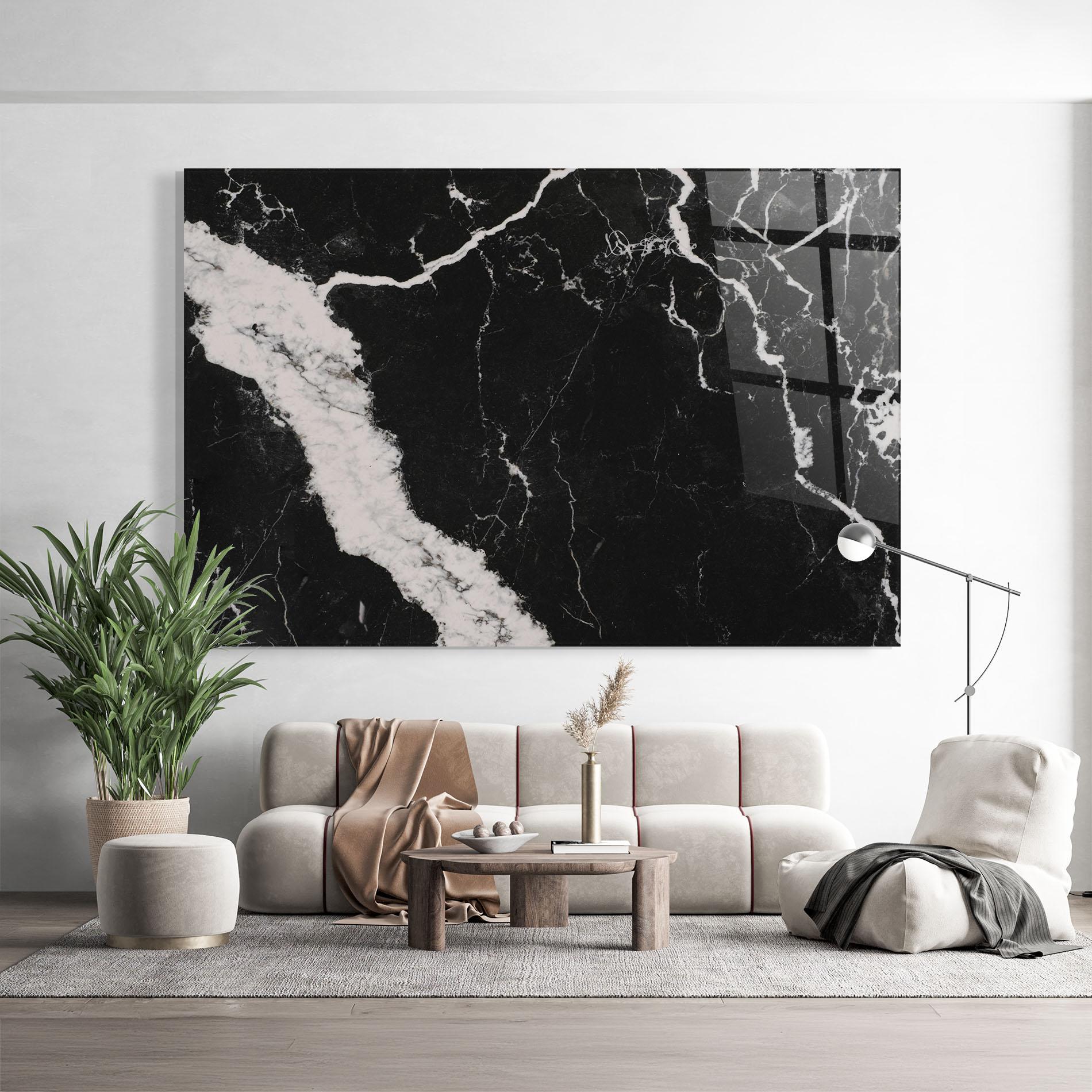Tablou Sticla Black Marble Light Grey mockup 9