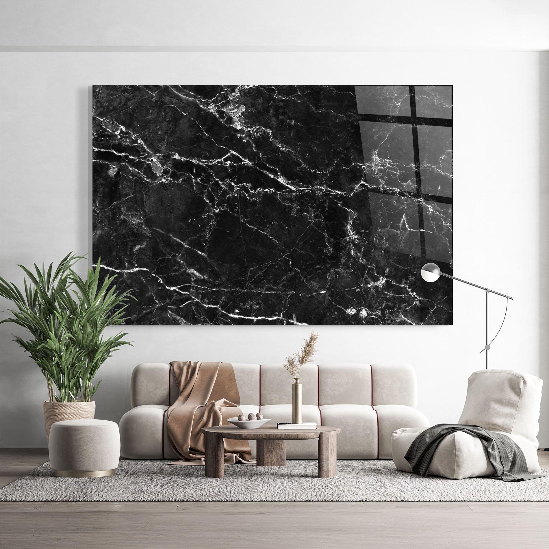 Tablou Sticla Black White Marble mockup 9