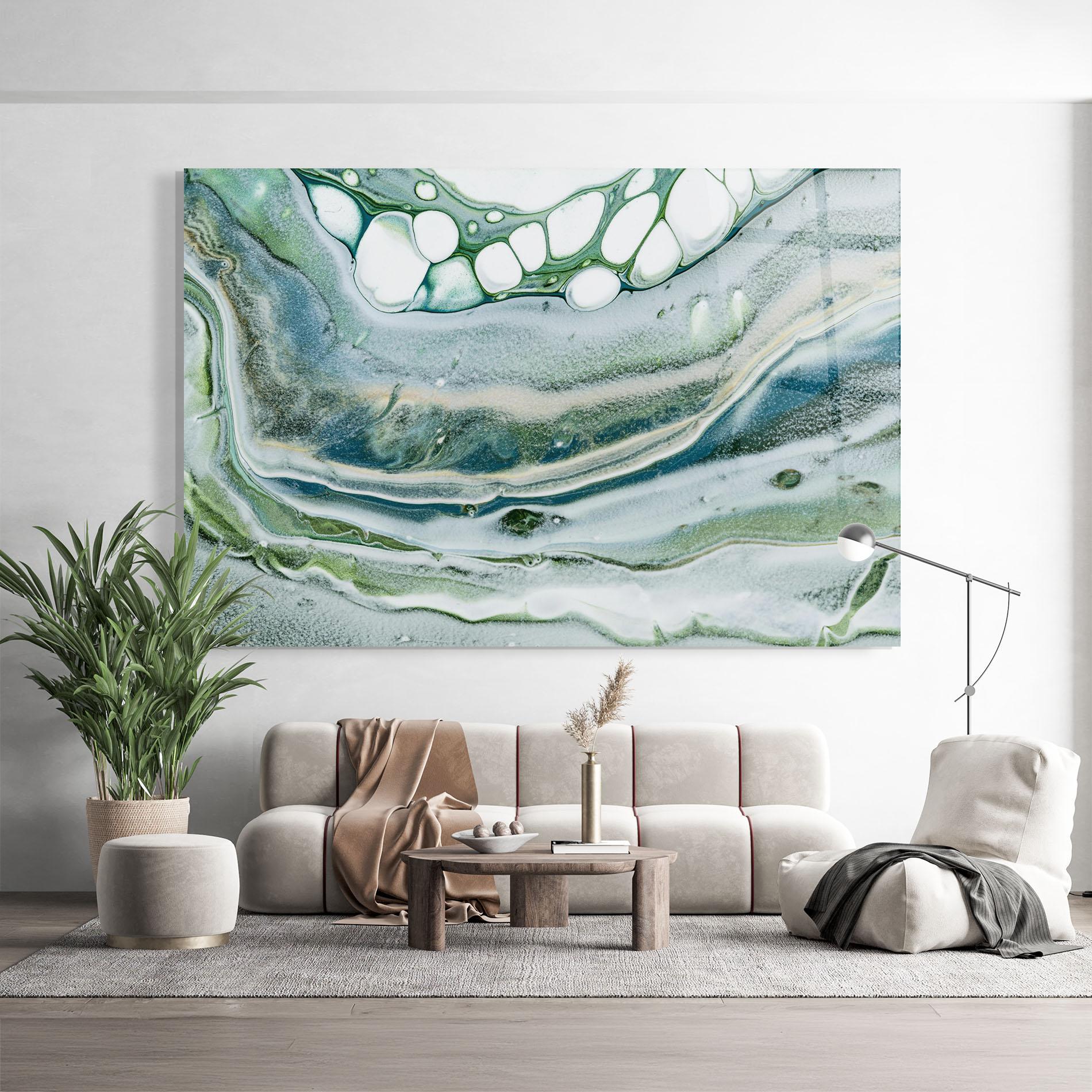 Tablou Sticla Dark Green Liquid mockup 9