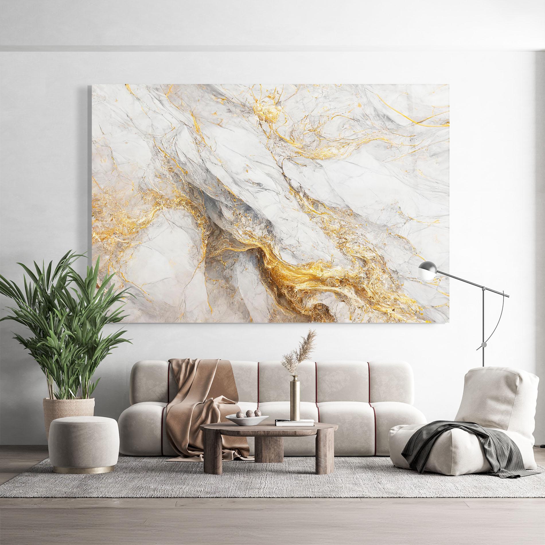 Tablou Sticla Gold Liquid Grey Marble mockup 9