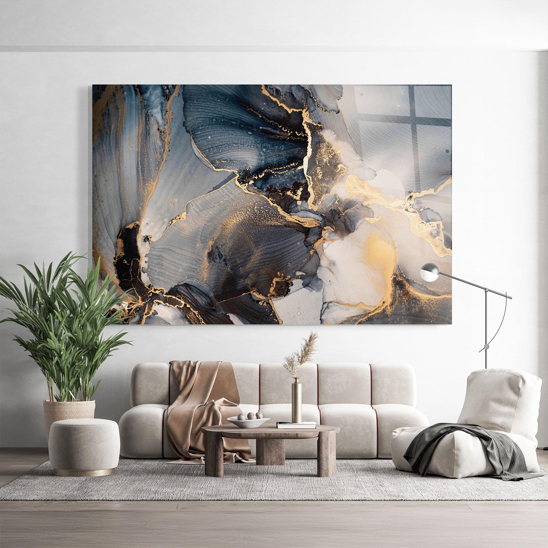 Tablou Sticla Golden Abstract Marble mockup 9