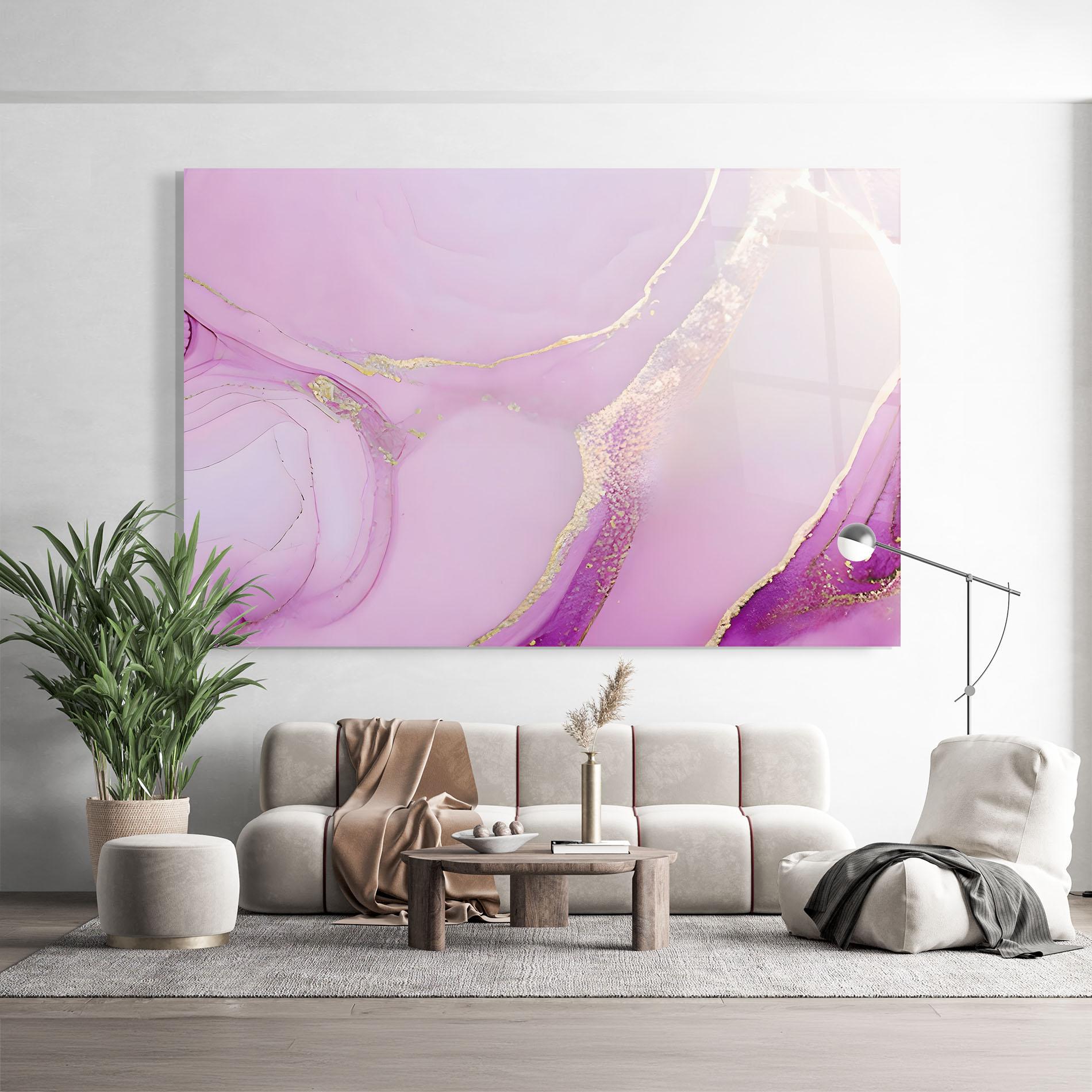 Tablou Sticla Golden Purple Marble mockup 9