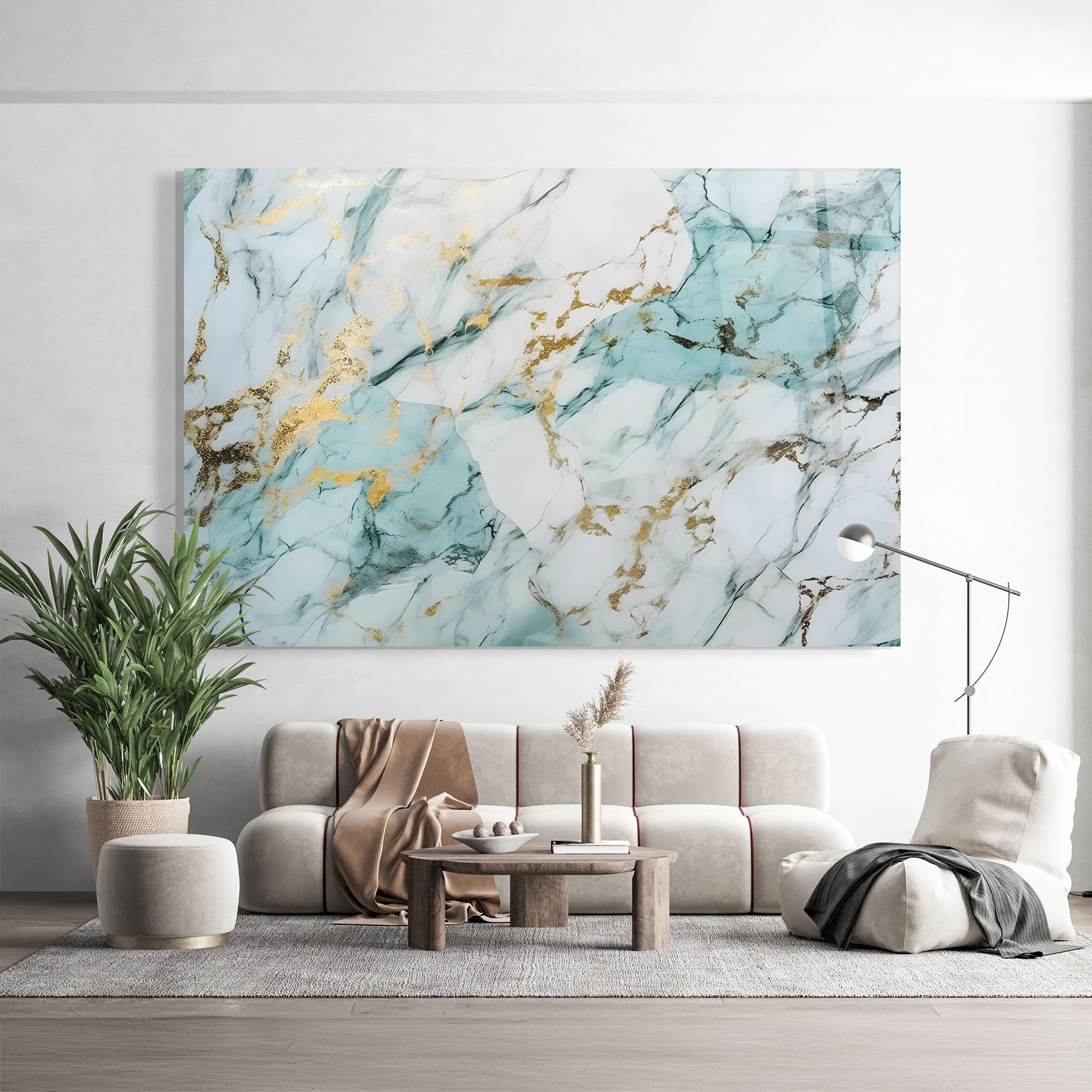 Tablou Sticla Light Green Gold Line mockup 9