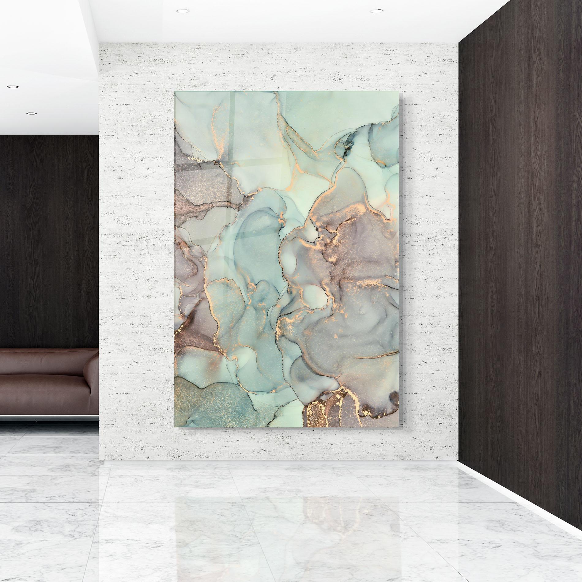 Tablou Sticla Abstract Turquoise Marble mockup 9