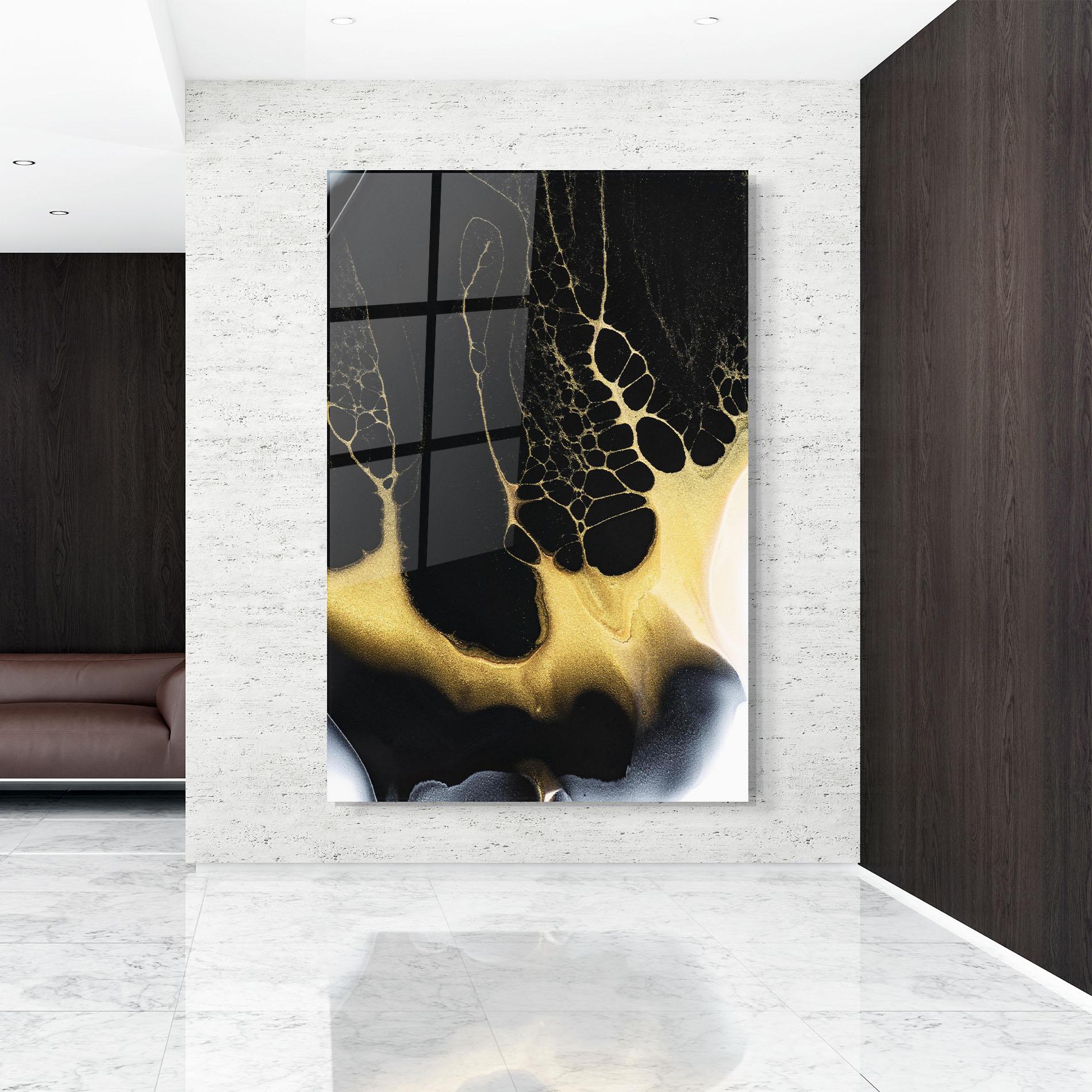 Tablou Sticla Black Golden Marble mockup 9