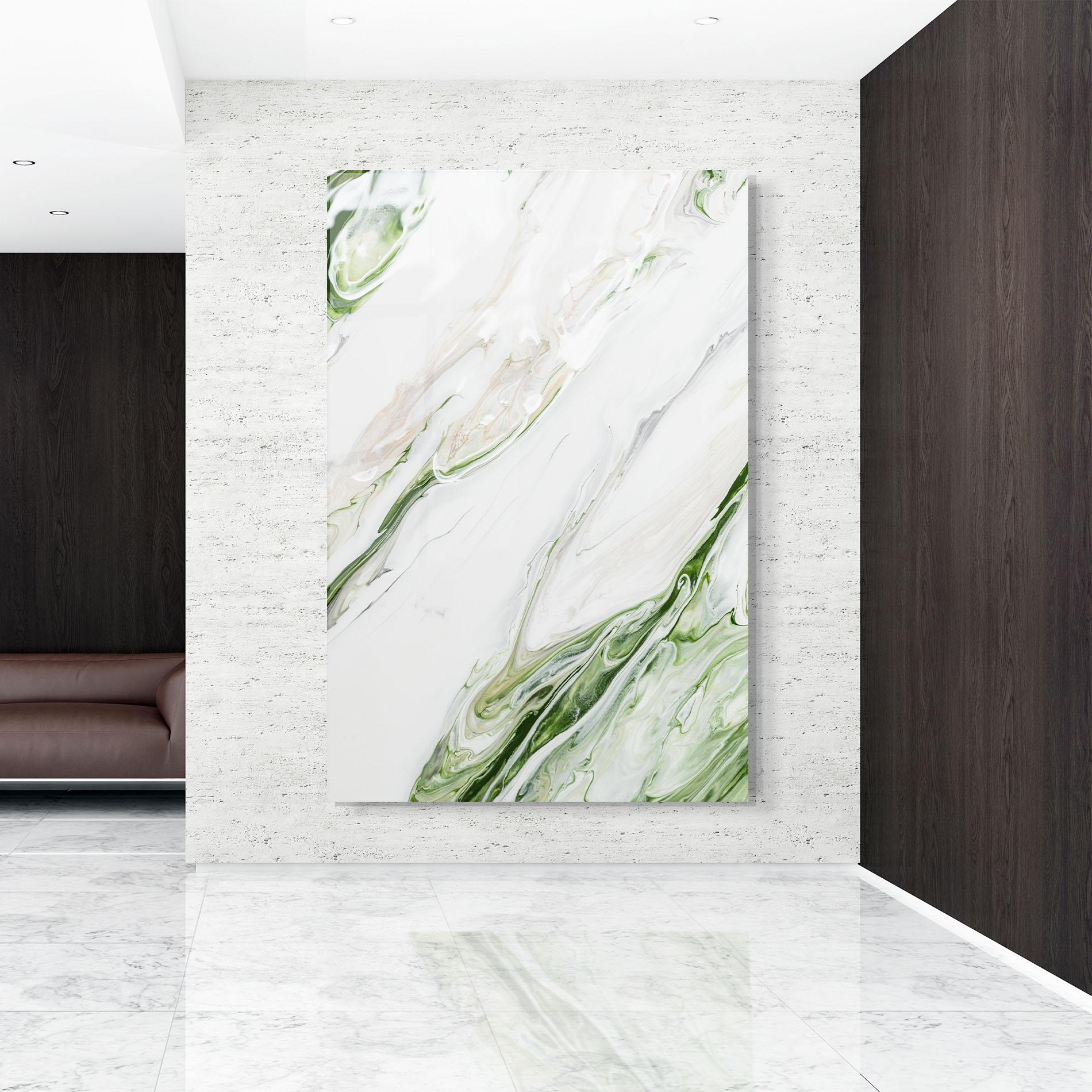 Tablou Sticla Light Green Liquid mockup 9