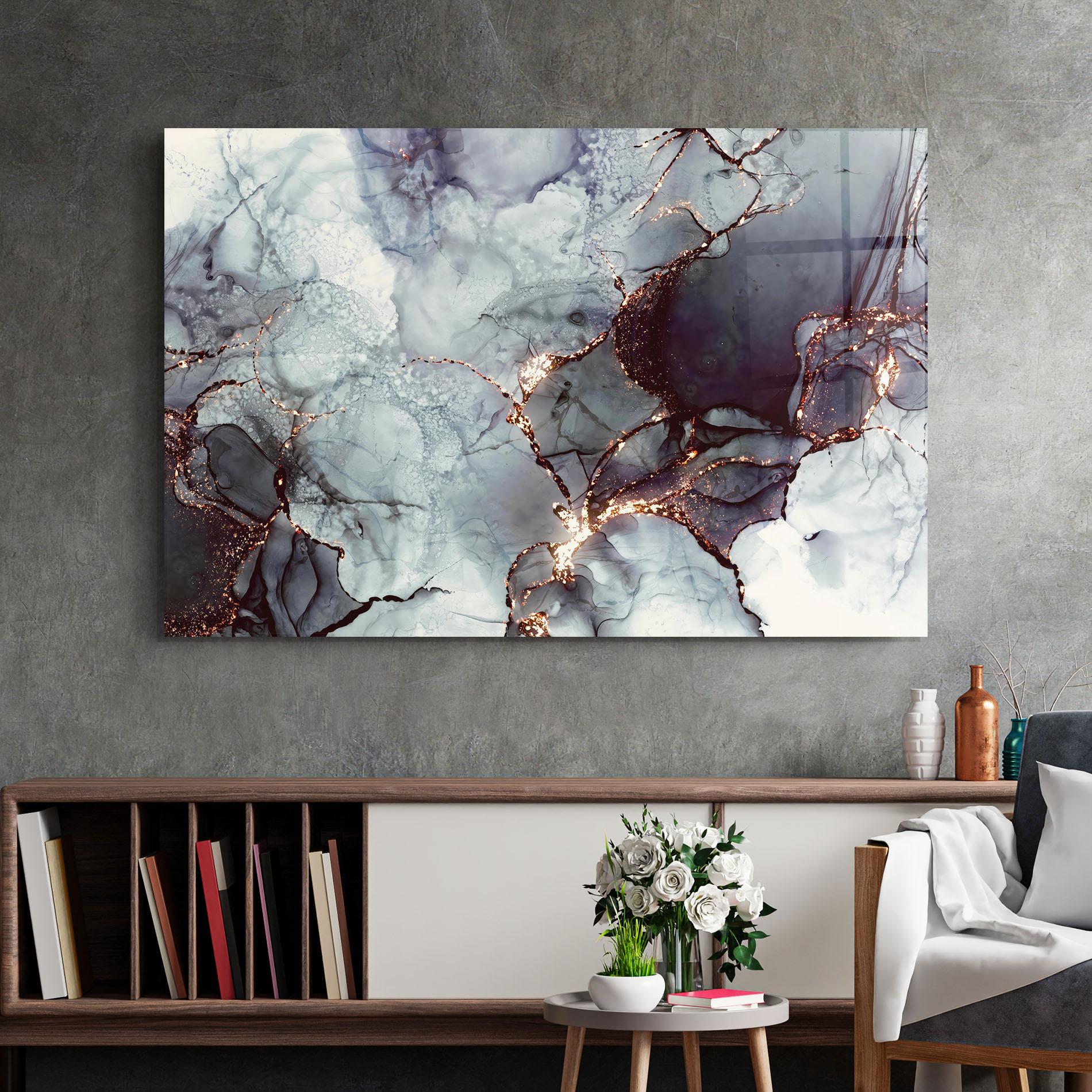 Tablou Sticla Abstract Gold Path mockup 2