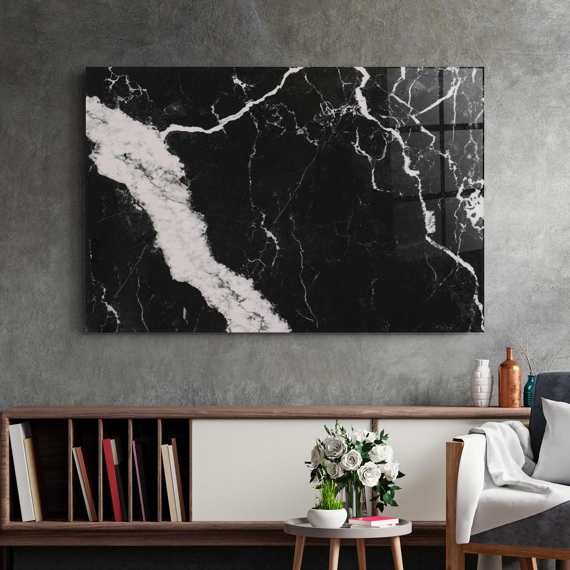 Tablou Sticla Black Marble Light Grey mockup 2
